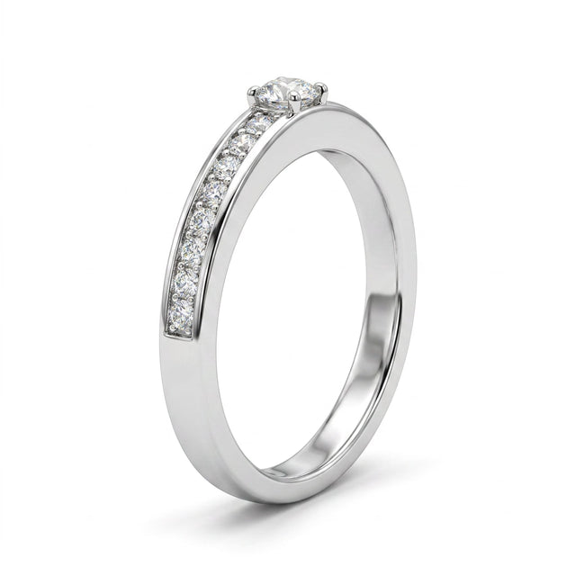 Low Profile Round Wedding Band (1/10 ct. tw.) in 18K White Gold