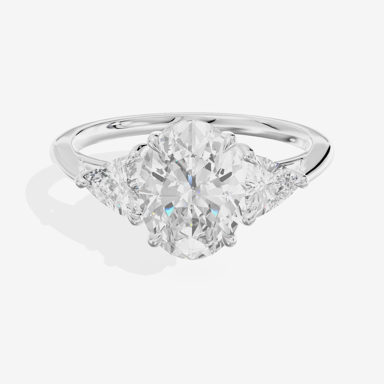 Coeurine Three Stone Oval Engagement Ring (1/8 ct. tw.) in 14K White Gold