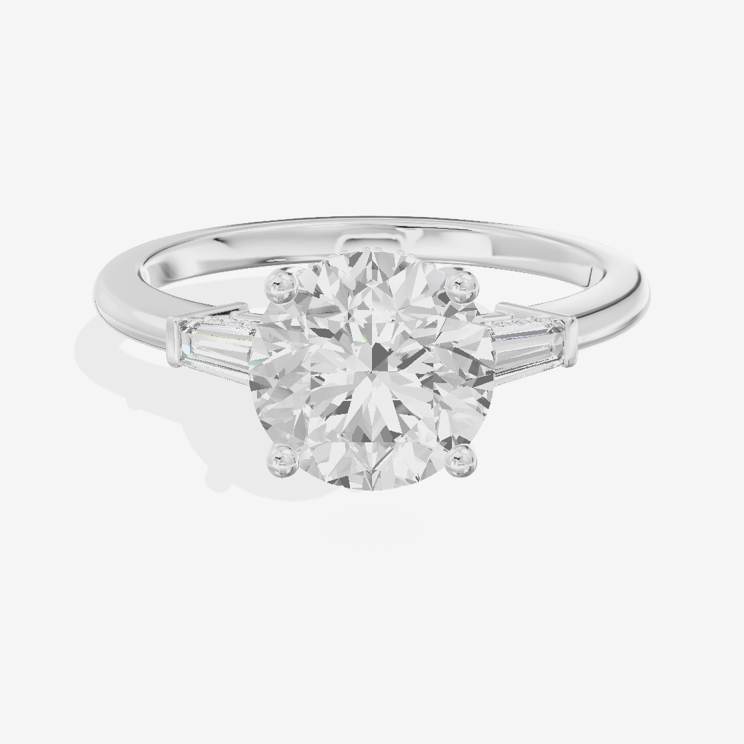 Clusta Three Stone Round Engagement Ring (1/10 ct. tw.) in 18K White Gold