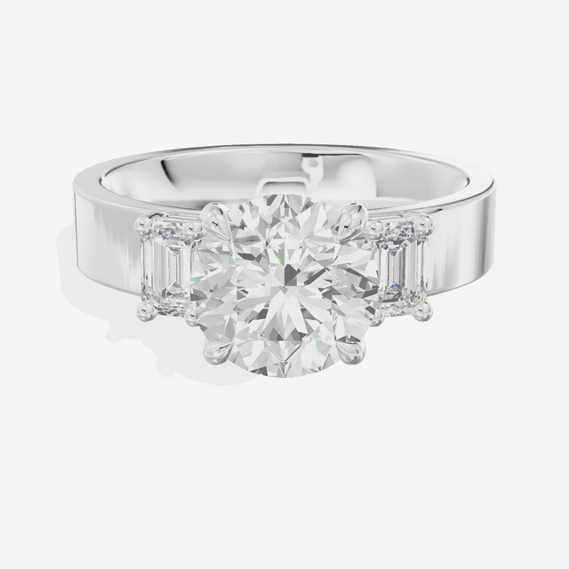 Vintage Vowsae Three Stone Round Engagement Ring (1/2 ct. tw.) in 14K White Gold