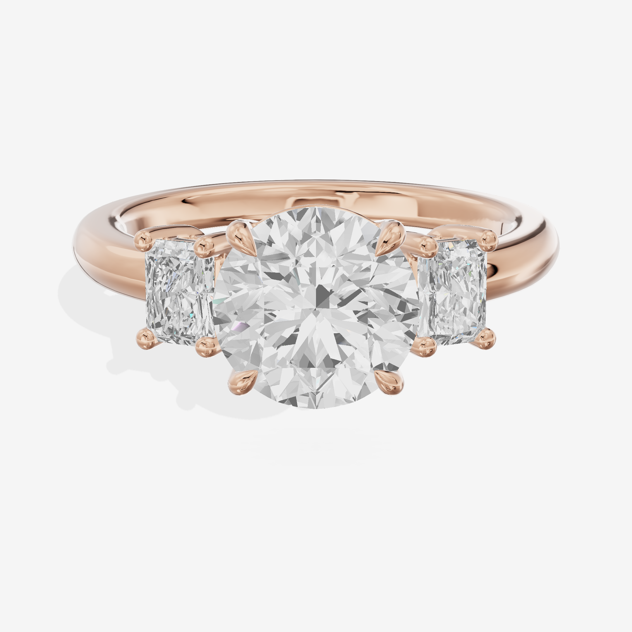Grand Coeurine Three Stone Round Engagement Ring (3/8 ct. tw.) in 18K Rose Gold