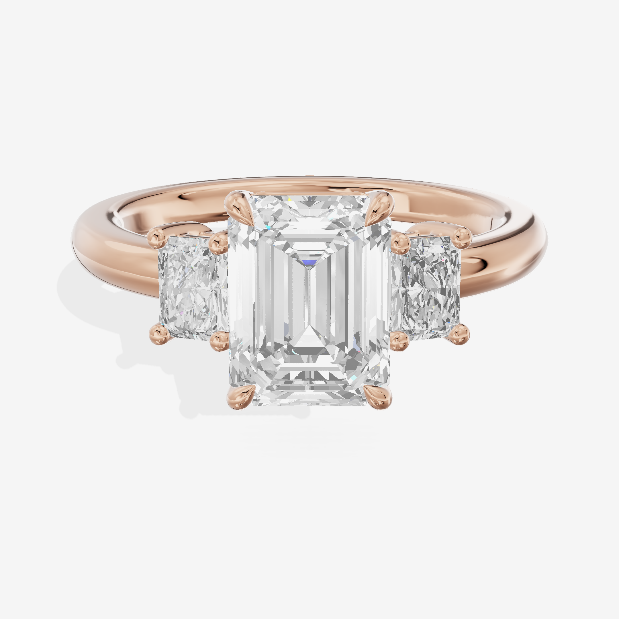 Grand Coeurine Three Stone Emerald Engagement Ring (3/8 ct. tw.) in 18K Rose Gold