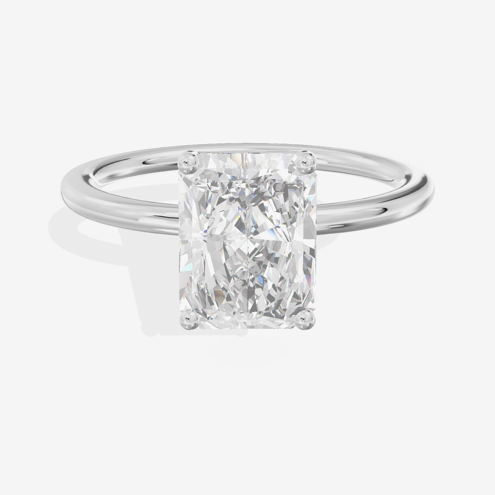 Crowned Vowsae 1.5mm Radiant Solitaire Engagement Ring in Platinum