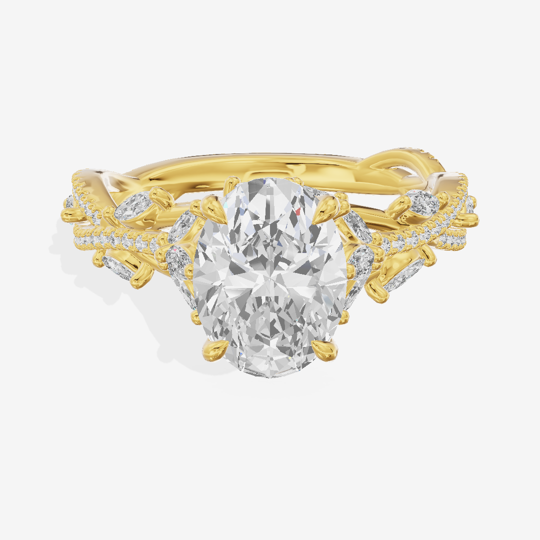 Luxe Promezza Oval Engagement Ring with Side Stones (1/2 ct. tw.) in 14K Yellow Gold