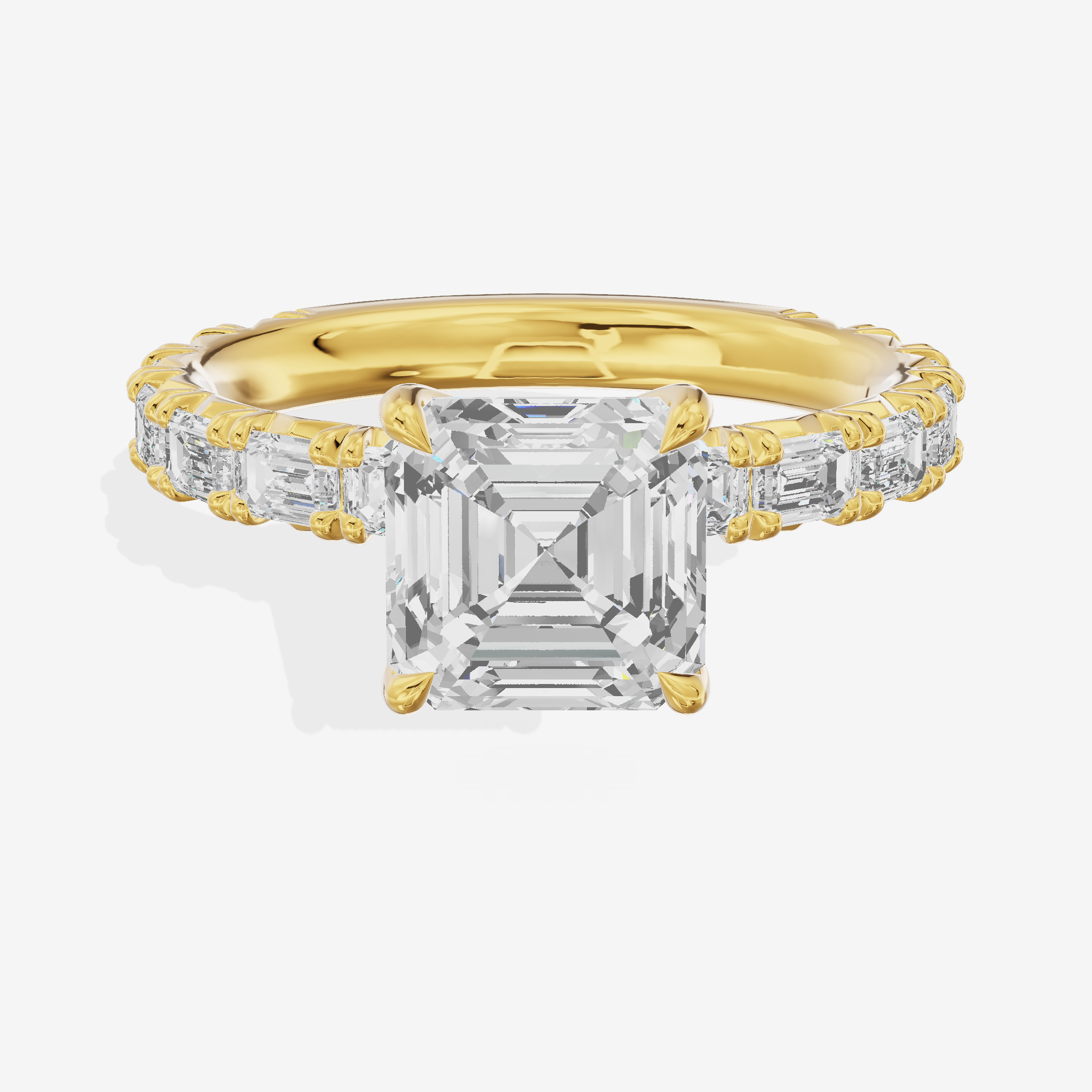 Luxe Aurea Asscher Engagement Ring with Side Stones (3/8 ct. tw.) in 14K Yellow Gold