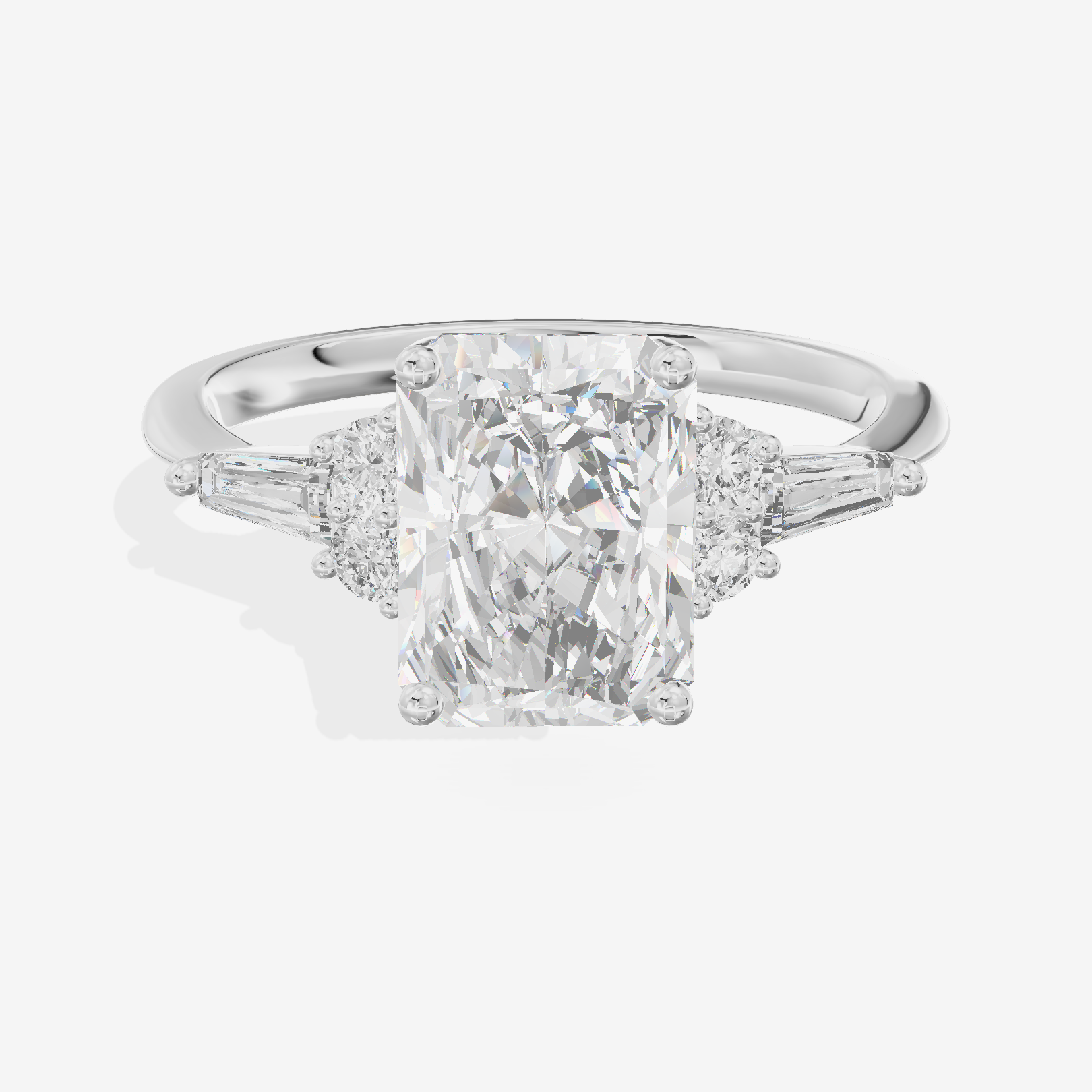 Grand Liviana Radiant Engagement Ring with Side Stones (1/10 ct. tw.) in 14K White Gold