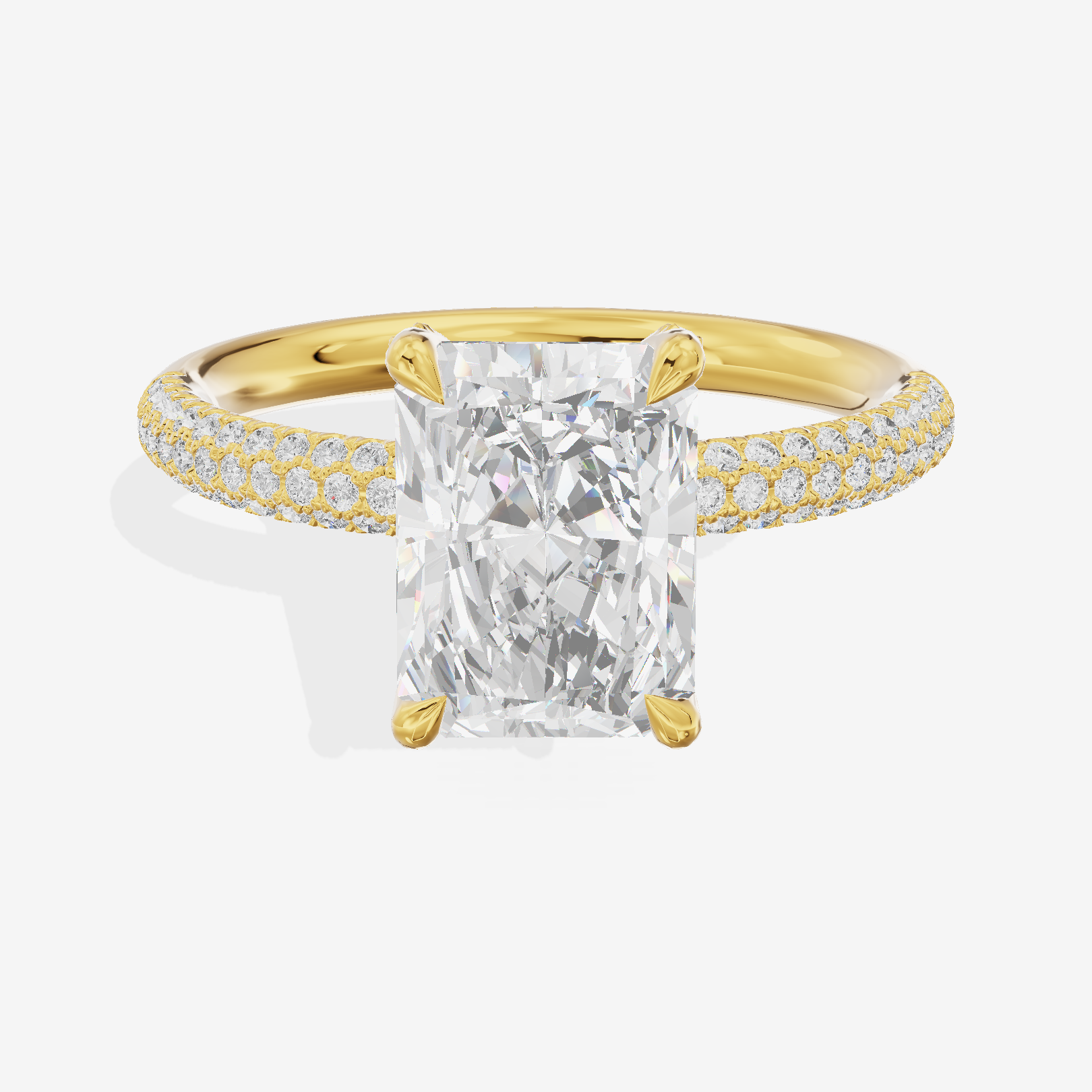 Modern Selenia Radiant Engagement Ring with Side Stones (1/6 ct. tw.) in 18K Yellow Gold