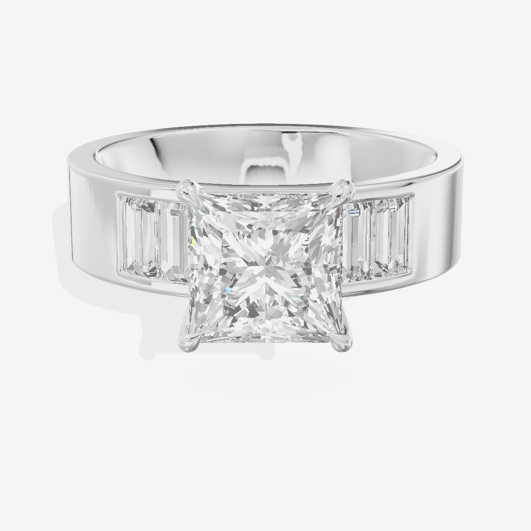 Grand Sincere Princess Engagement Ring with Side Stones (3/5 ct. tw.) in Platinum