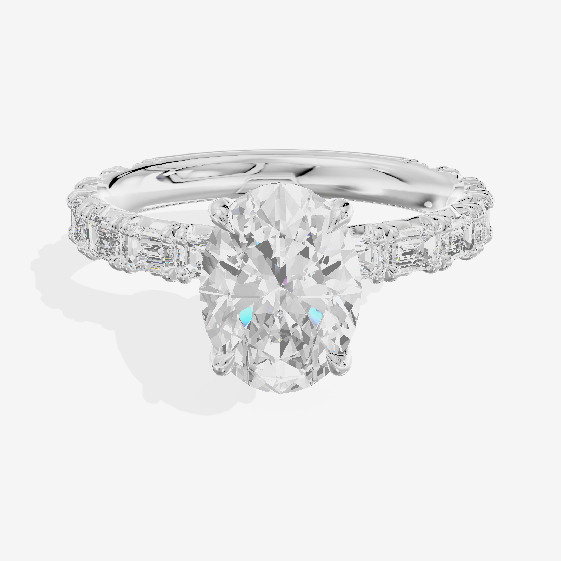 Luxe Aurea Oval Engagement Ring with Side Stones (3/8 ct. tw.) in Platinum