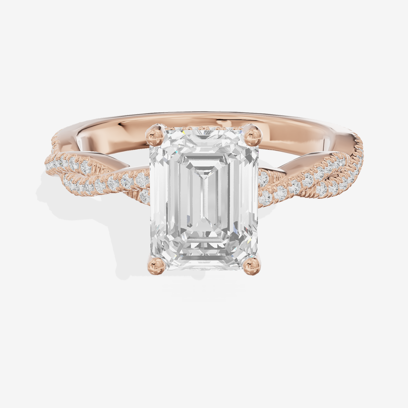 Luxe Twine Emerald Twisted Engagement Ring (1/3 ct. tw.) in 18K Rose Gold