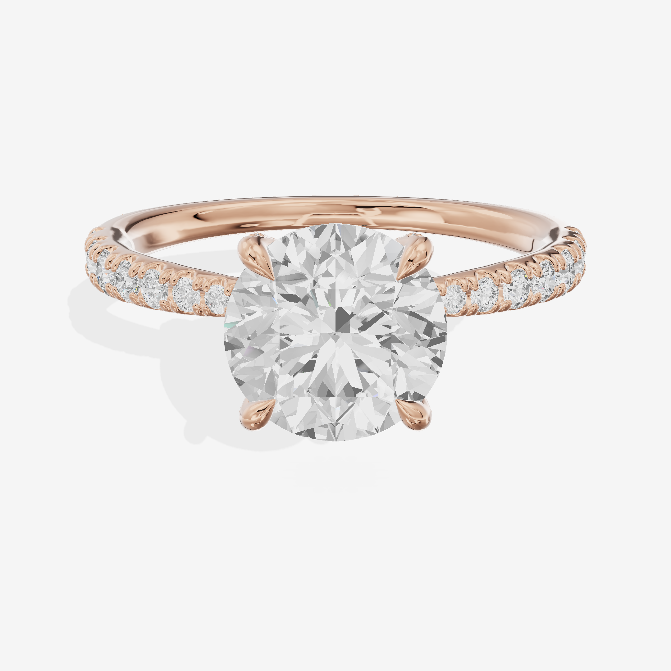 Whispered Lumera Round Engagement Ring with Side Stones (1/3 ct. tw.) in 18K Rose Gold