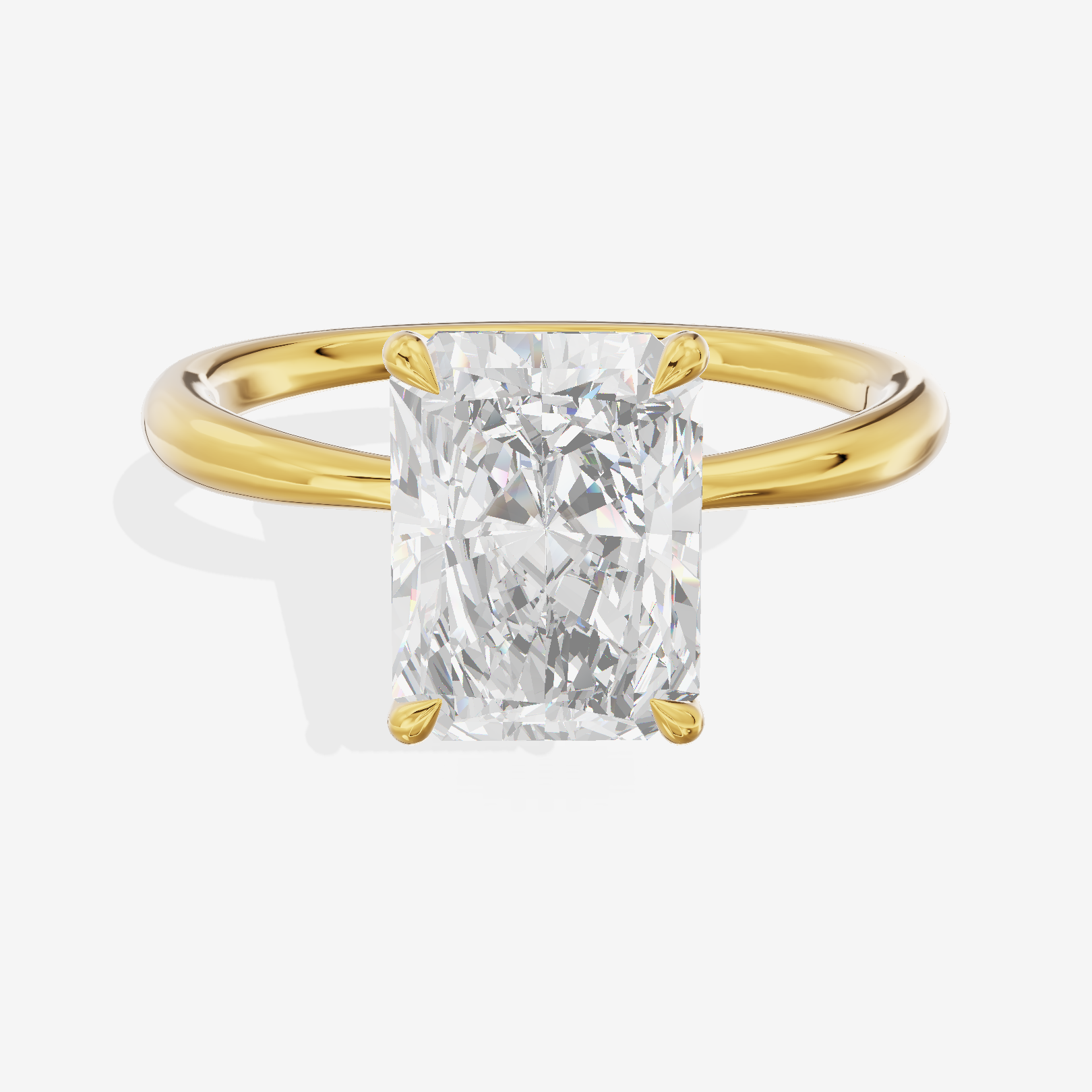 Whispered Aimora Radiant Solitaire Engagement Ring in 14K Yellow Gold