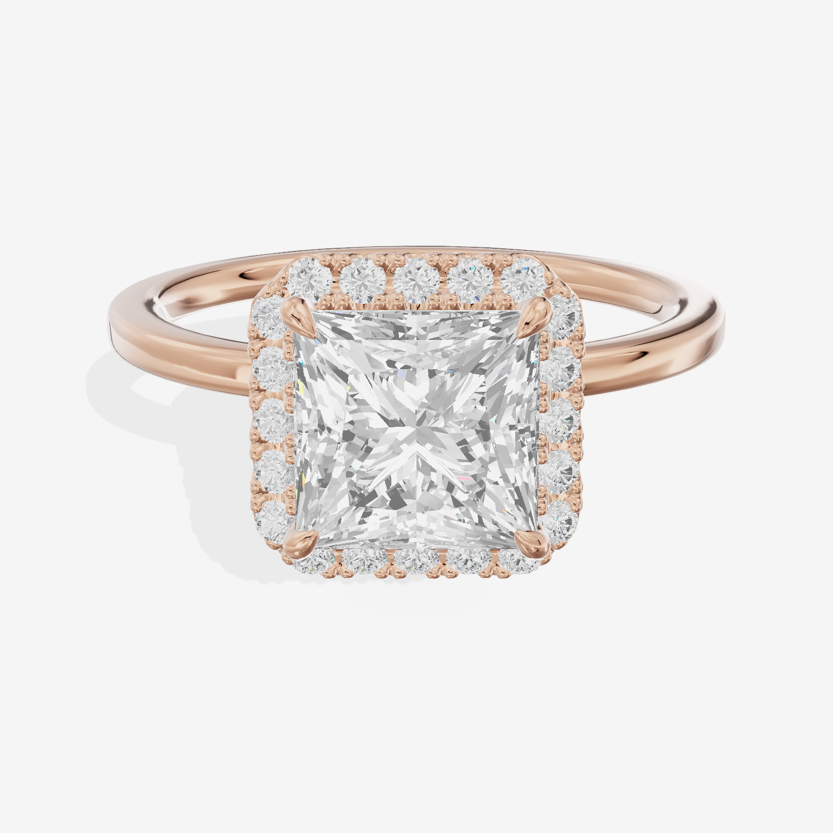 Coeurine Halo Princess Engagement Ring (1/5 ct. tw.) in 14K Rose Gold