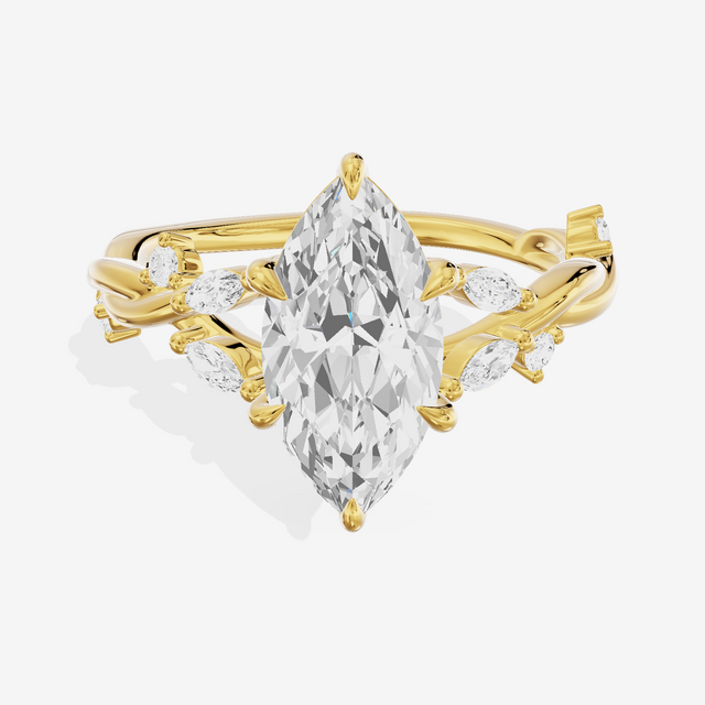 Twined Vowsae Marquise Twisted Engagement Ring (1/6 ct. tw.) in 18K Yellow Gold