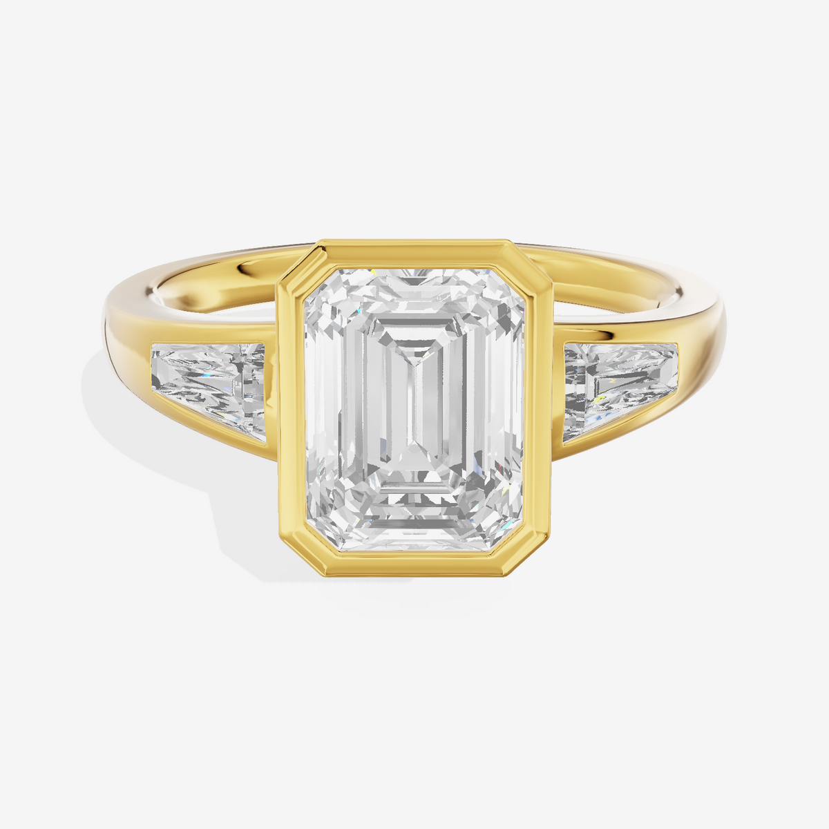 Modern Triade Emerald Three Stone Engagement Ring (1/2 ct. tw.) in 18K Yellow Gold