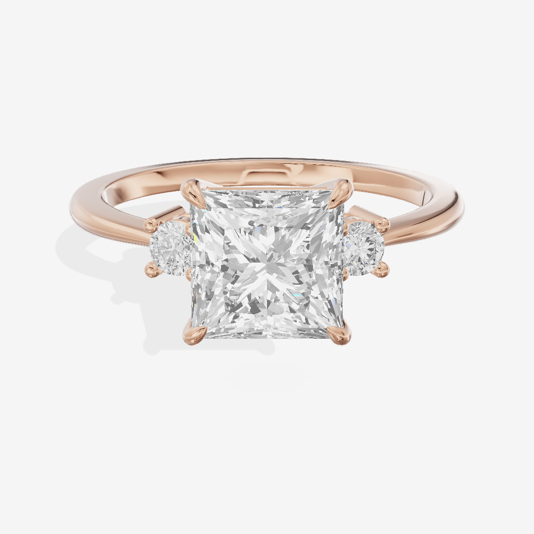 Eternal Aimora Princess Three Stone Engagement Ring (1/10 ct. tw.) in 18K Rose Gold