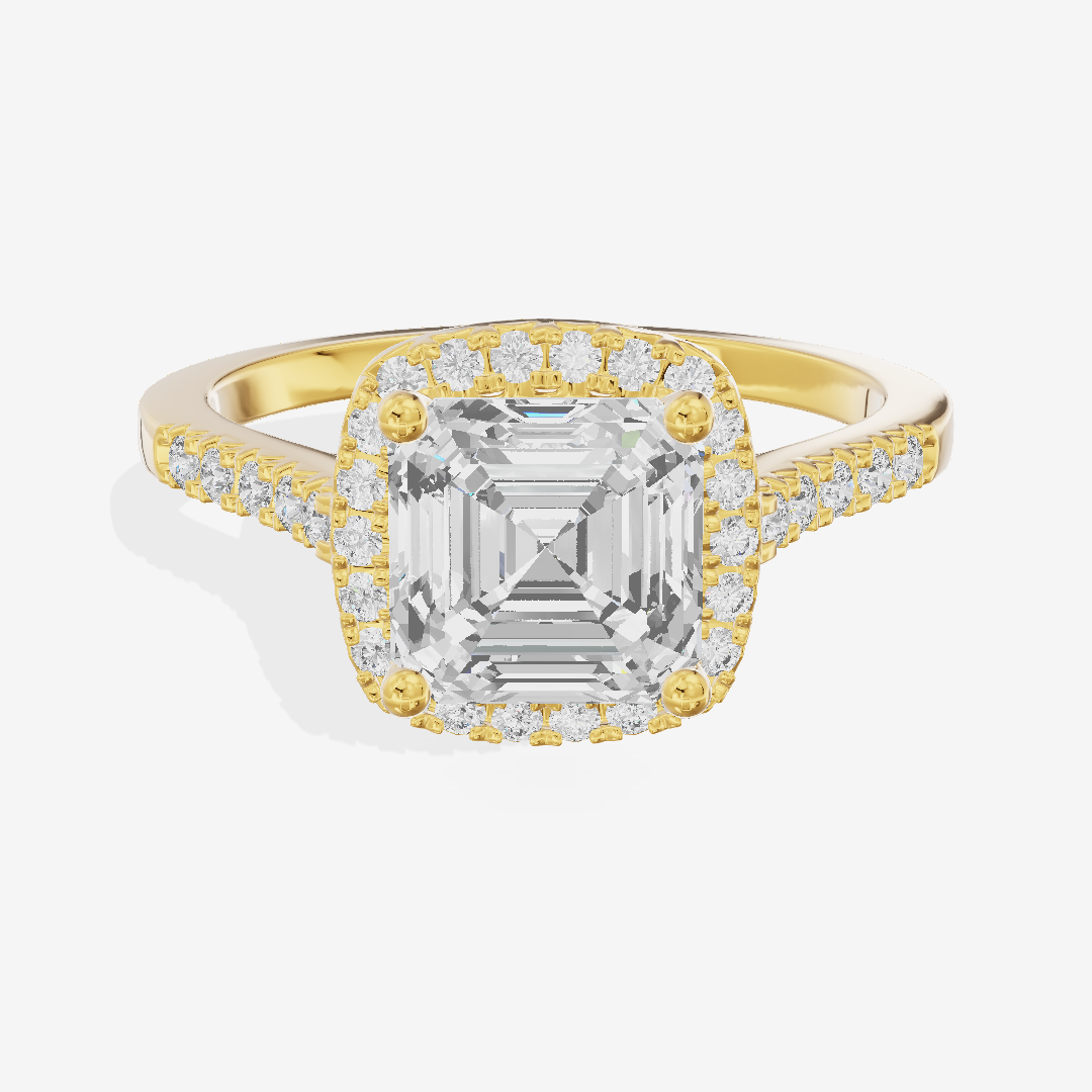 Lumera Halo Asscher Engagement Ring (1/5 ct. tw.) in 18K Yellow Gold
