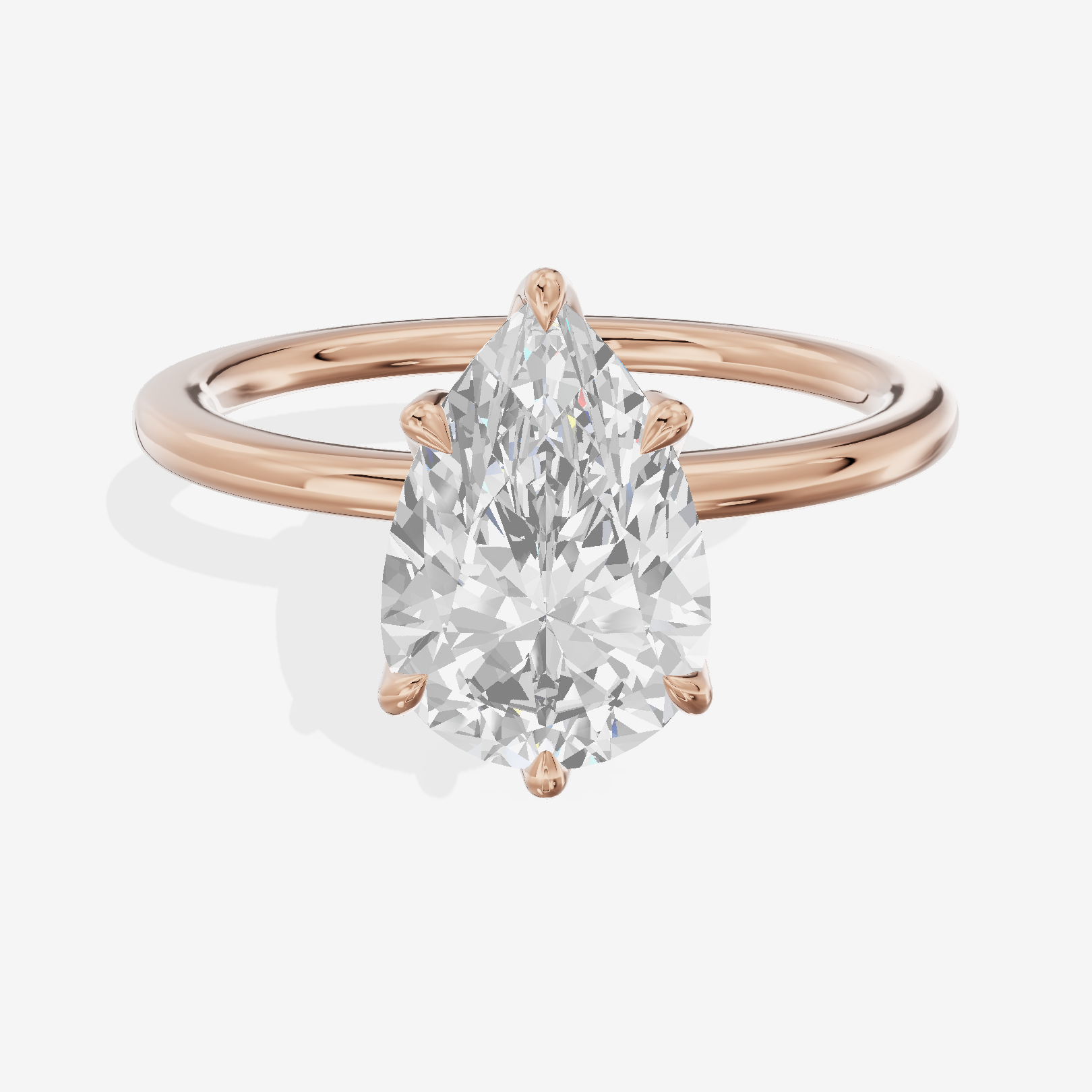 Aurea 1.5mm Pear Six-Prong Engagement Ring in 14K Rose Gold