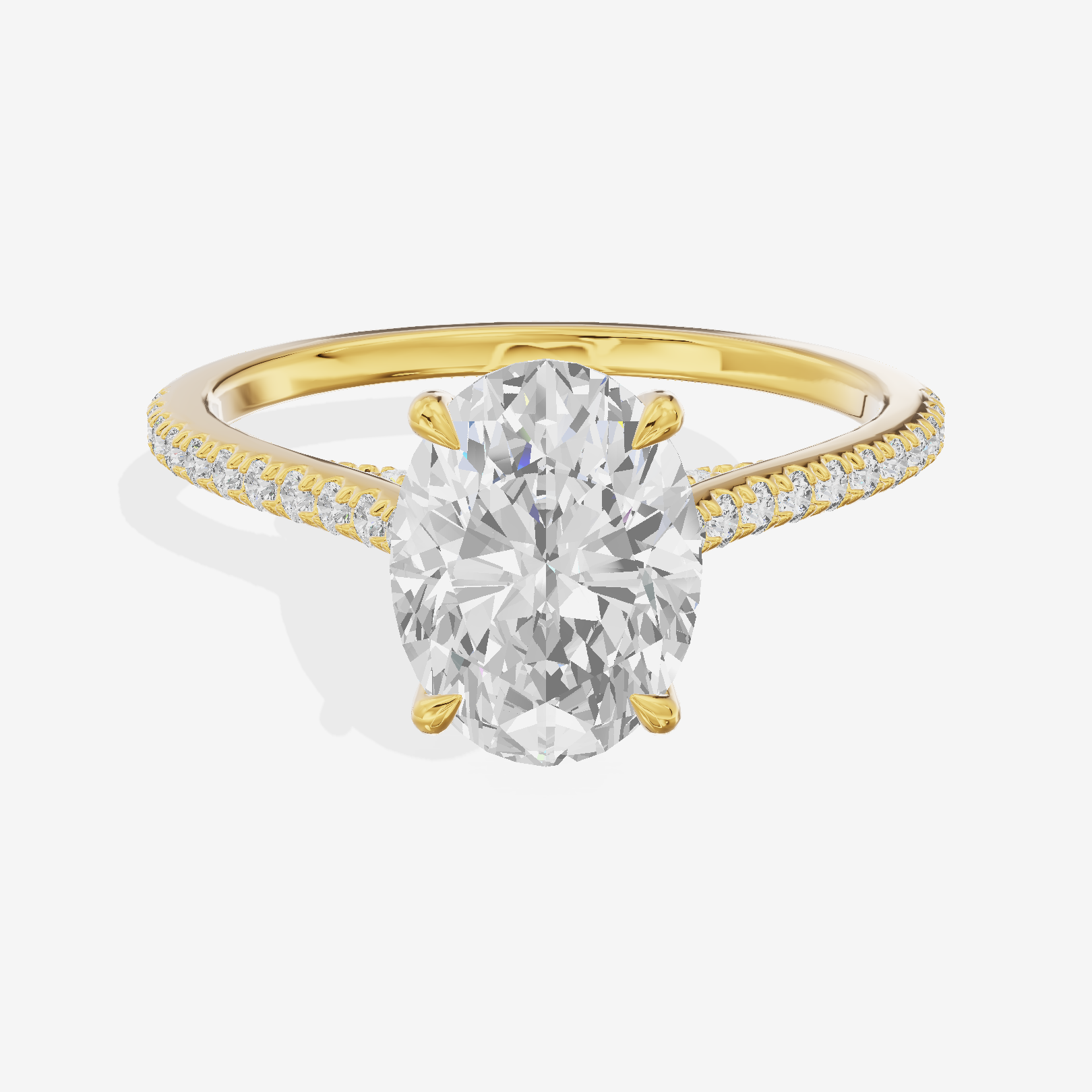 Luxe Aimora Oval Engagement Ring with Side Stones (1/4 ct. tw.) in 18K Yellow Gold