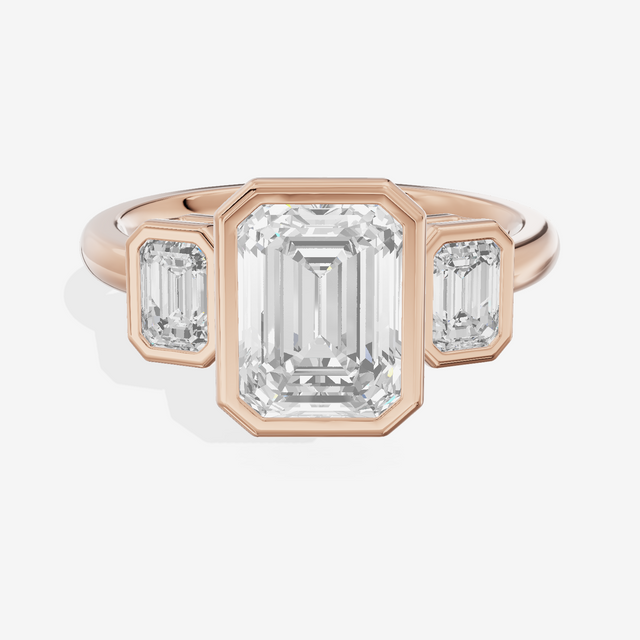 Selenia Three Stone Emerald Engagement Ring (1/2 ct. tw.) in 18K Rose Gold