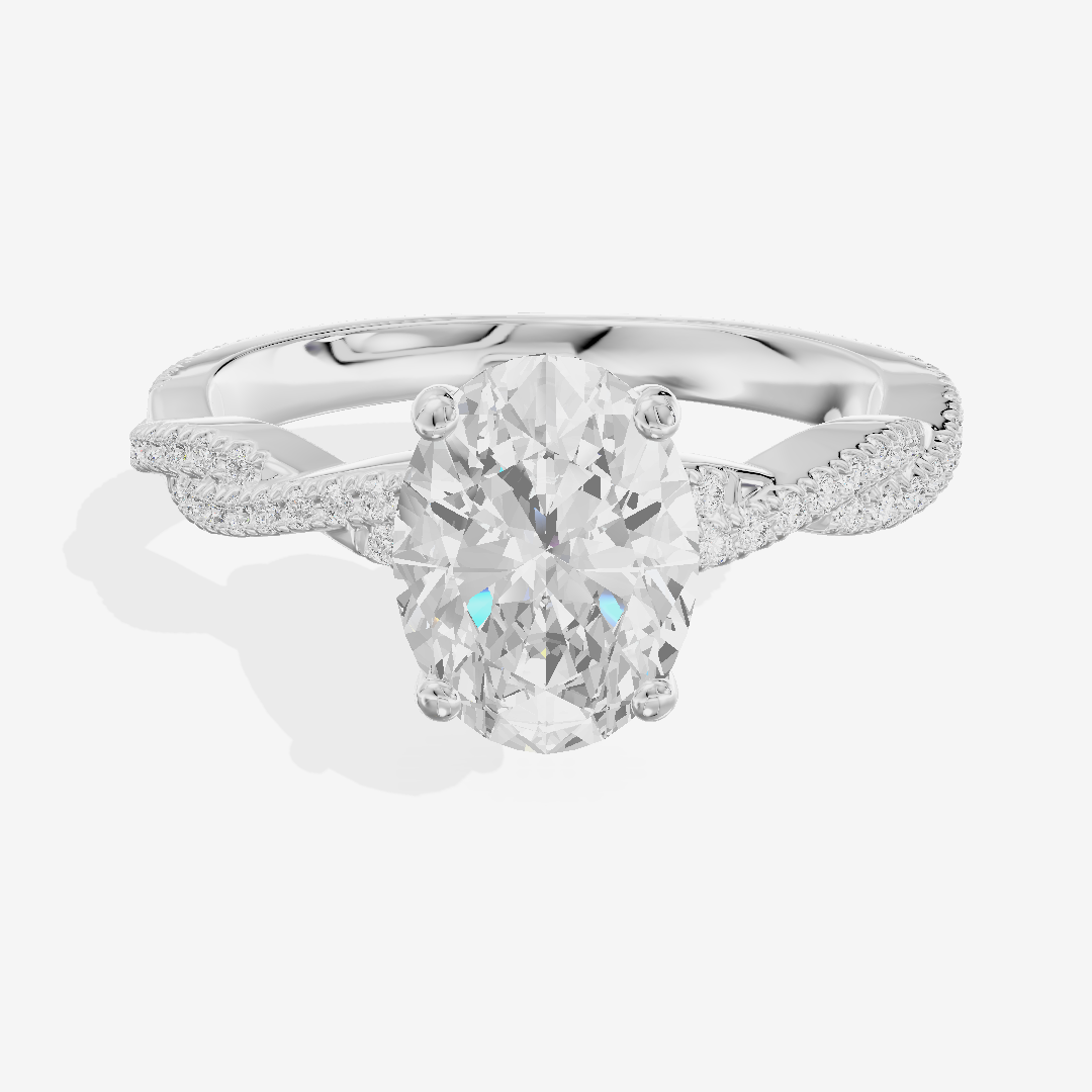 Petite Lightwoven Oval Pavé Engagement Ring (1/4 ct. tw.) in 14K White Gold