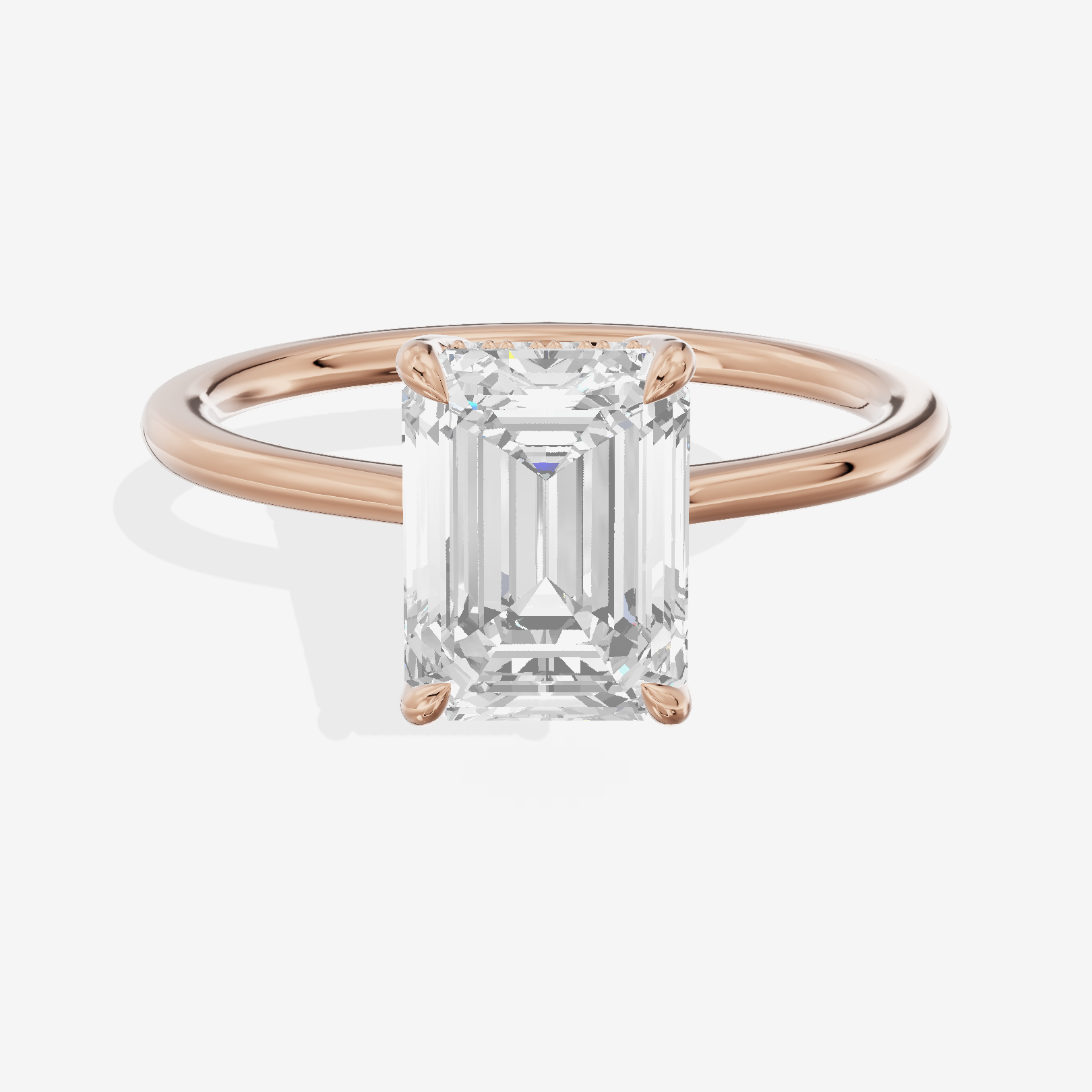 Promezza Hidden Halo Emerald Engagement Ring (1/20 ct. tw.) in 14K Rose Gold