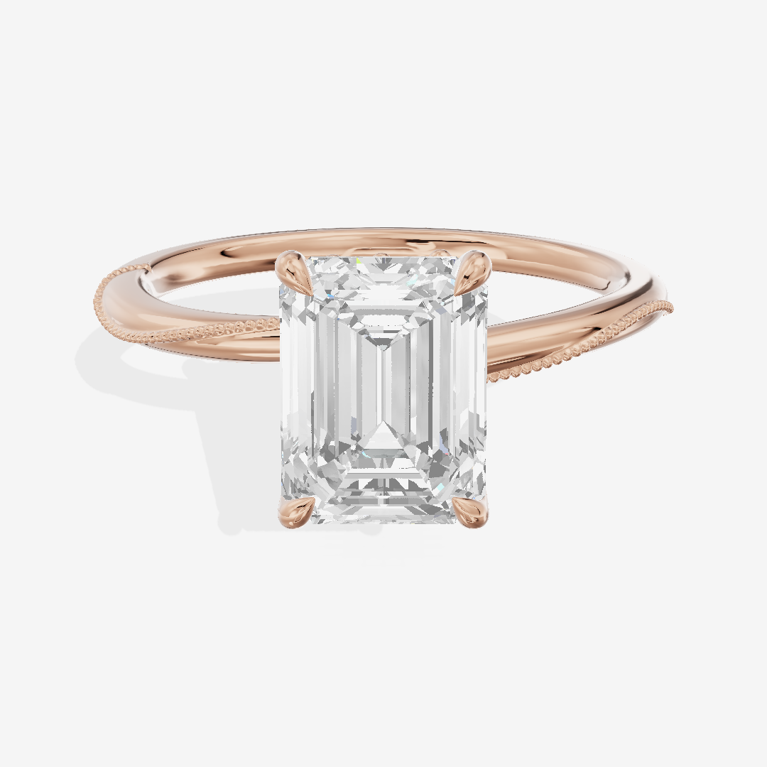Vintage Coeurine Emerald Engagement Ring (1/10 ct. tw.) in 18K Rose Gold