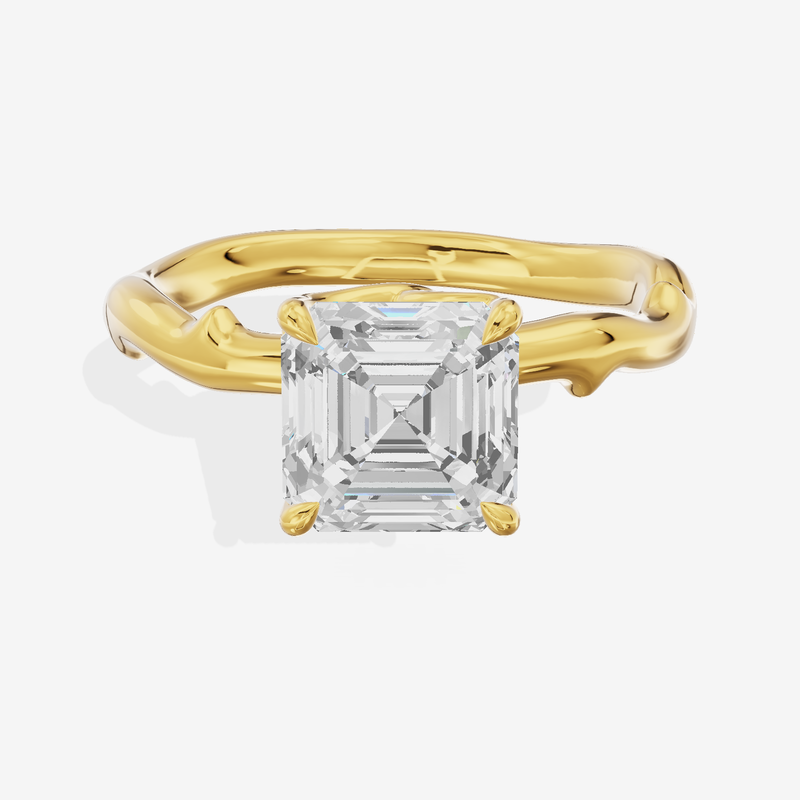 Vowsae Cathedral 2.2mm Asscher Solitaire Engagement Ring in 18K Yellow Gold