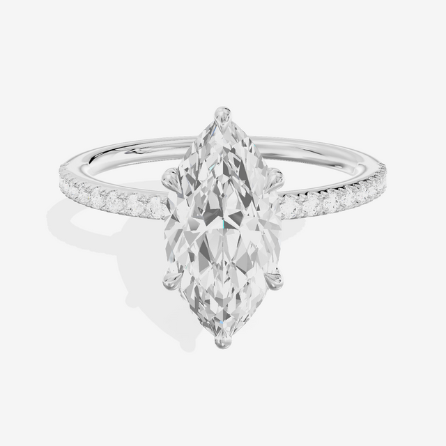Tender Vowsae Marquise Engagement Ring with Side Stones (1/8 ct. tw.) in 18K White Gold