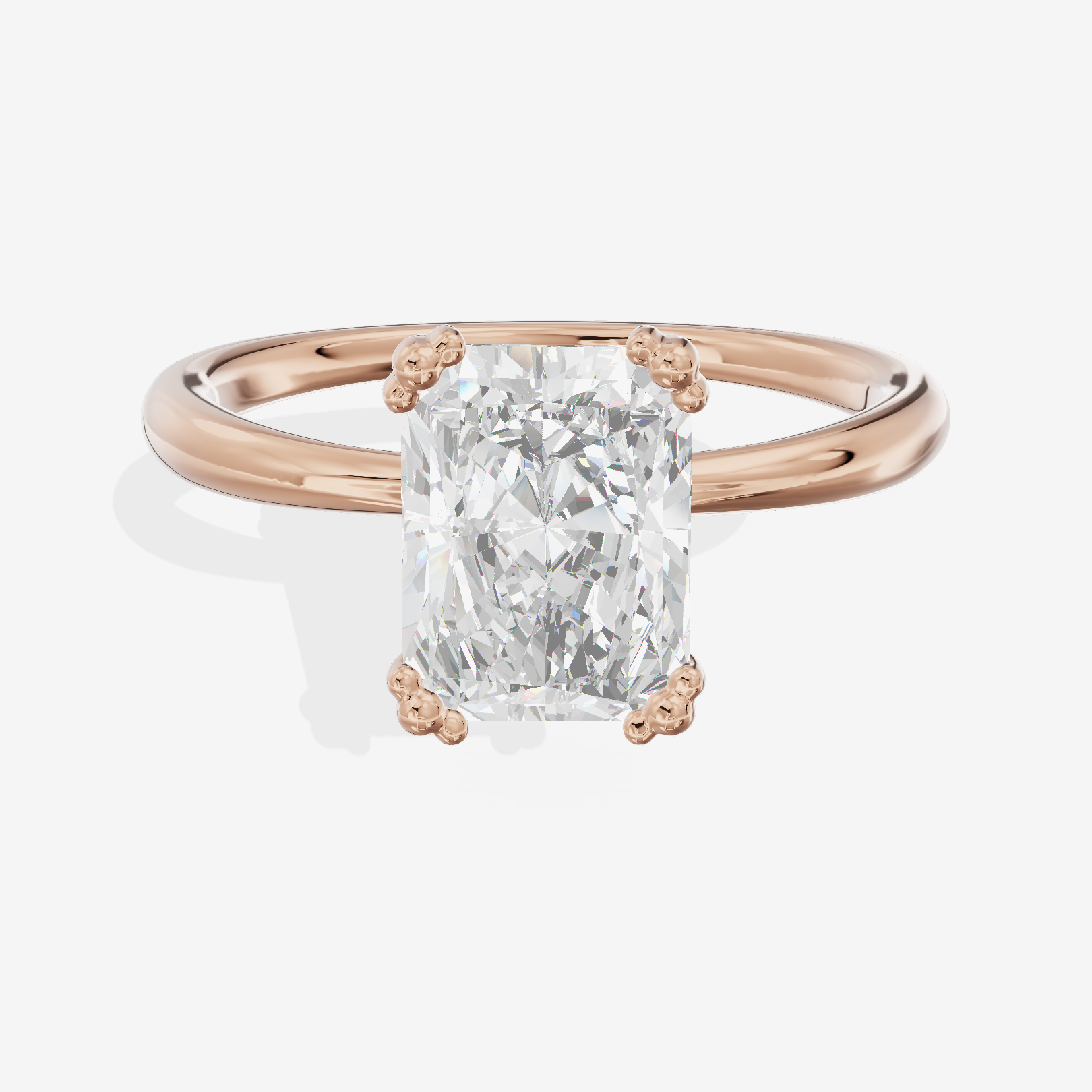 Classic Tender Radiant Solitaire Engagement Ring in 14K Rose Gold