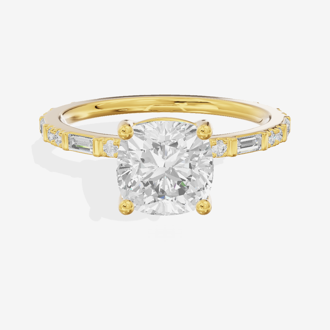 Twine Cathedral 1.8mm Cushion Solitaire Engagement Ring (1/2 ct. tw.) in 18K Yellow Gold