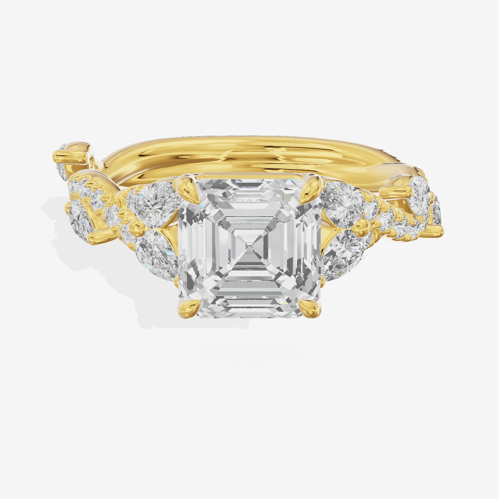 Vintage Heartline Asscher Engagement Ring (2/3 ct. tw.) in 18K Yellow Gold