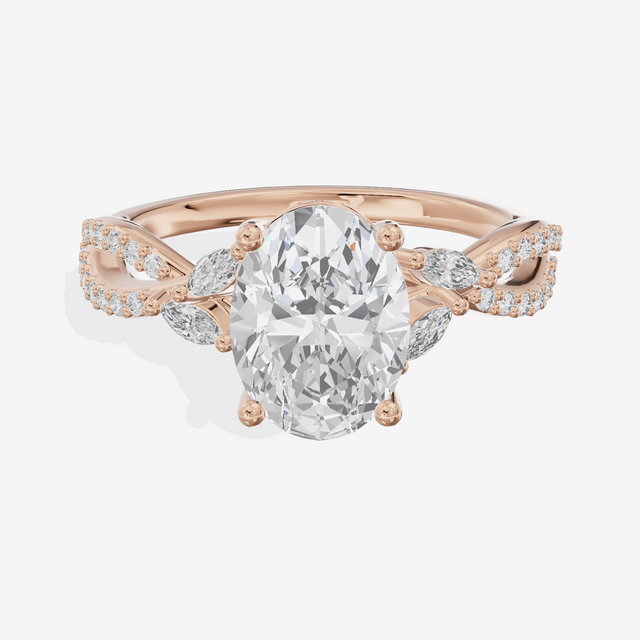 Luxe Lumera Oval Engagement Ring with Side Stones (1/4 ct. tw.) in 14K Rose Gold