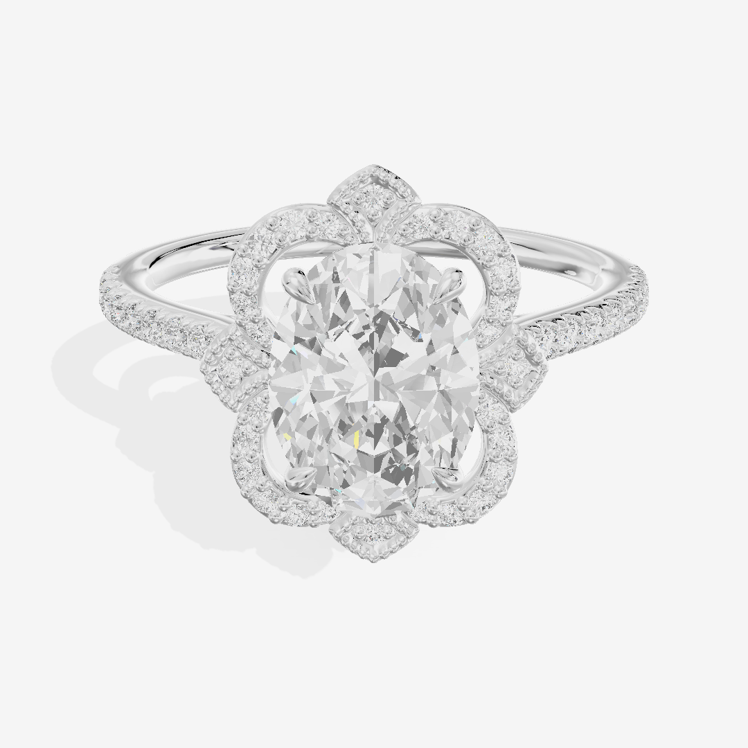 Selenia Halo Oval Engagement Ring (1/6 ct. tw.) in 14K White Gold