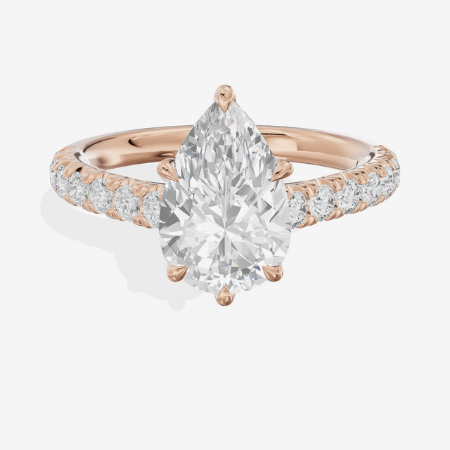 Whispered Sincere Pear Engagement Ring with Side Stones (2/5 ct. tw.) in 18K Rose Gold