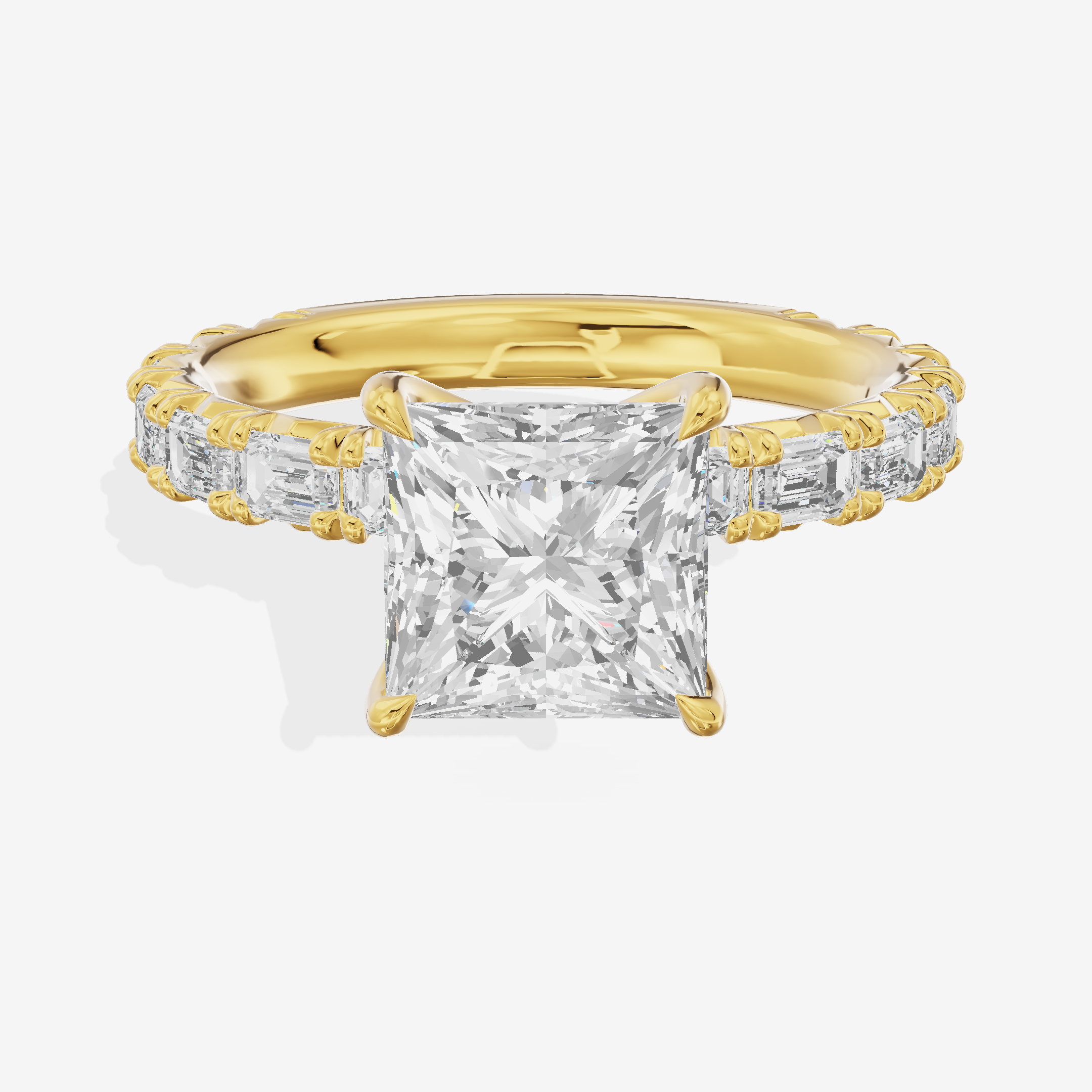 Grand Lumera Princess Engagement Ring with Side Stones (3/4 ct. tw.) in 14K Yellow Gold