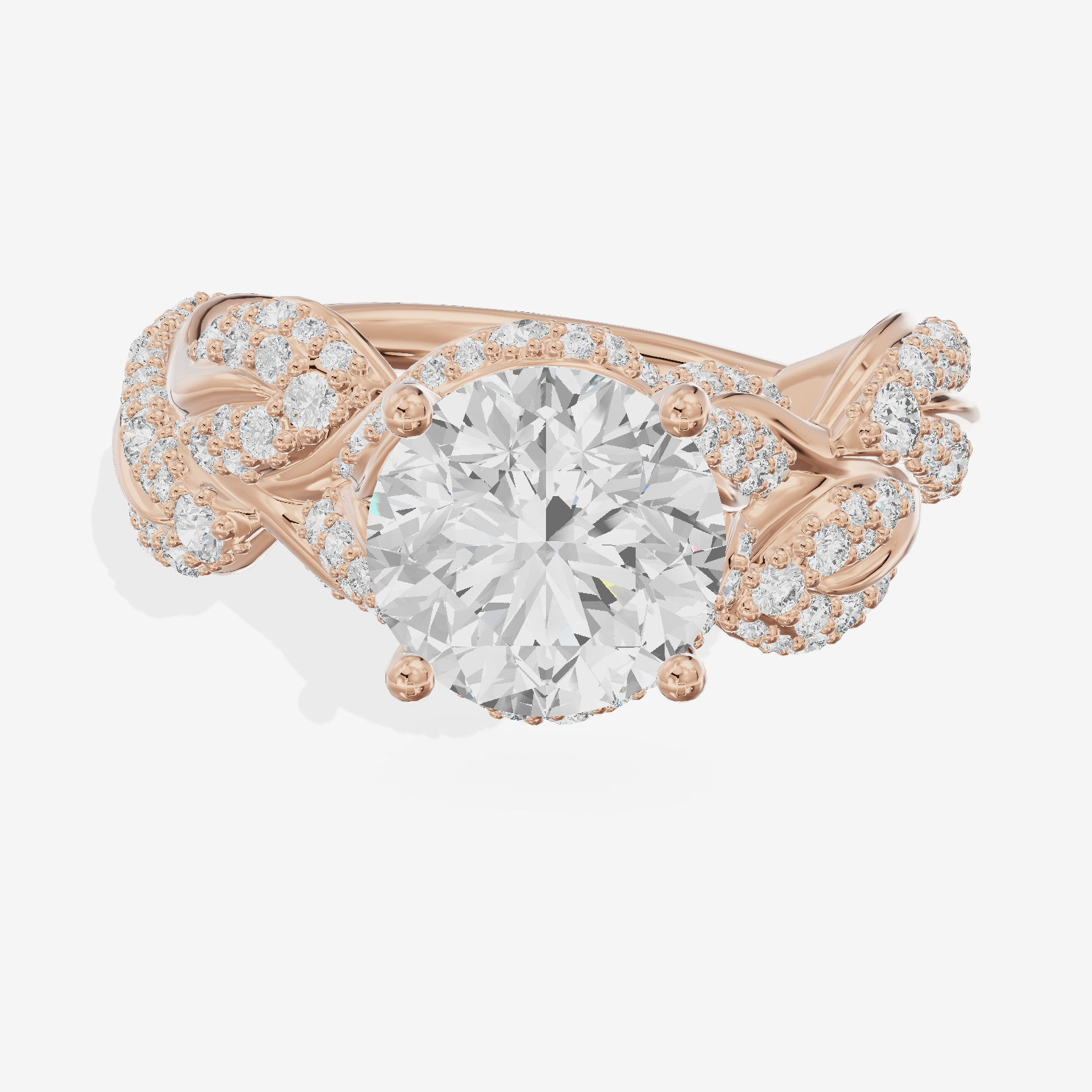 Tender Aurea Round Engagement Ring with Side Stones (1 ct. tw.) in 14K Rose Gold