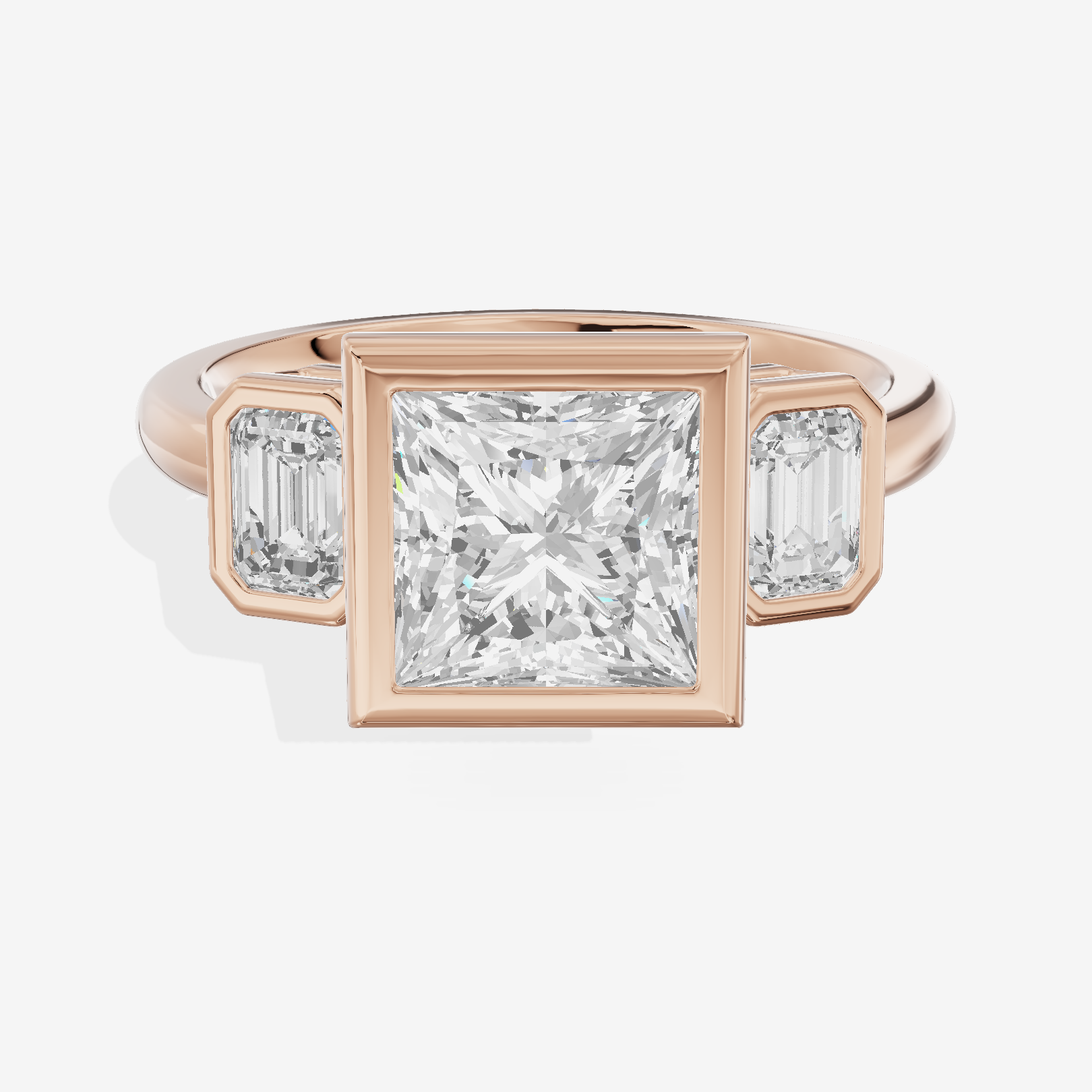 Selenia Three Stone Princess Engagement Ring (1/2 ct. tw.) in 18K Rose Gold