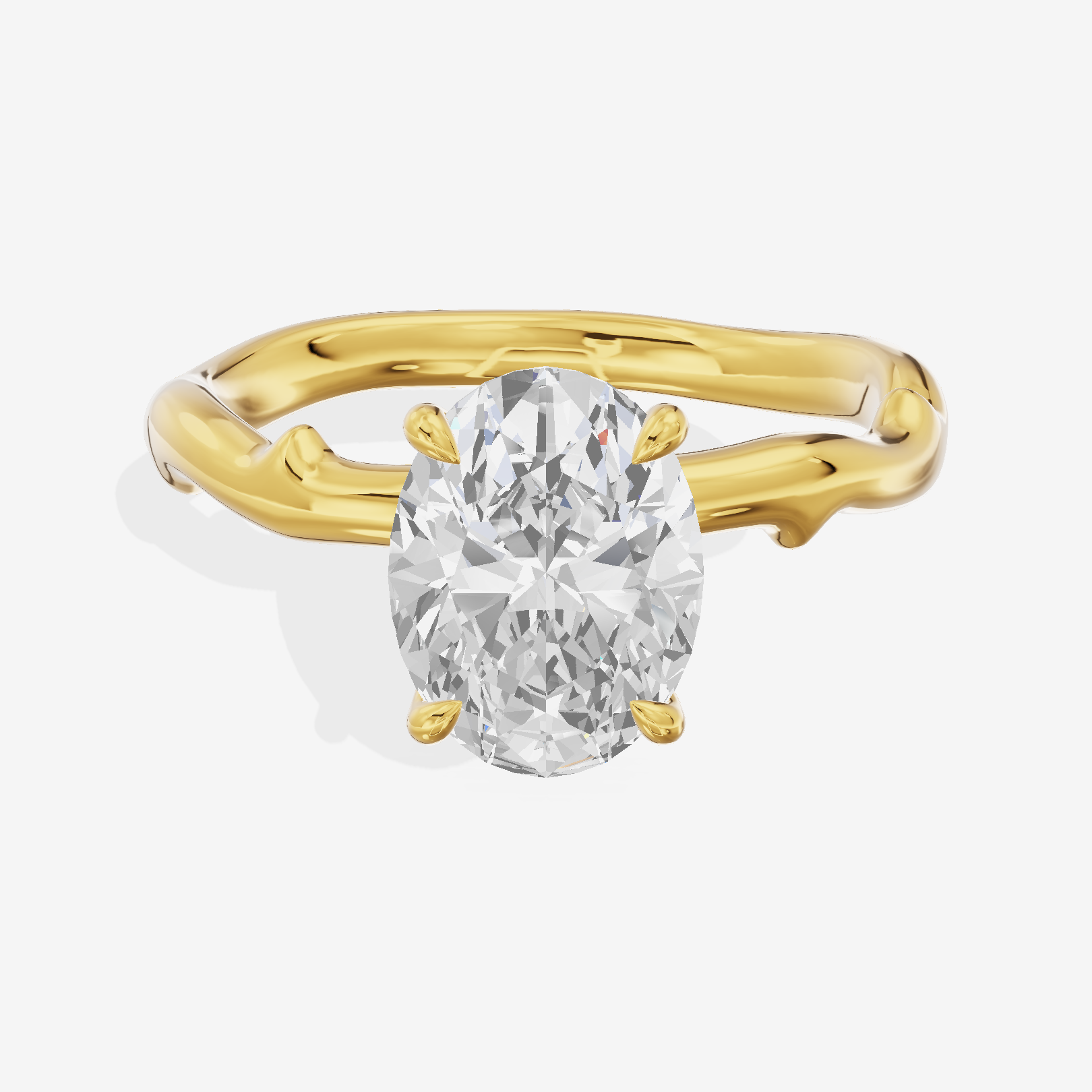 Vowsae Cathedral 2.2mm Oval Solitaire Engagement Ring in 14K Yellow Gold
