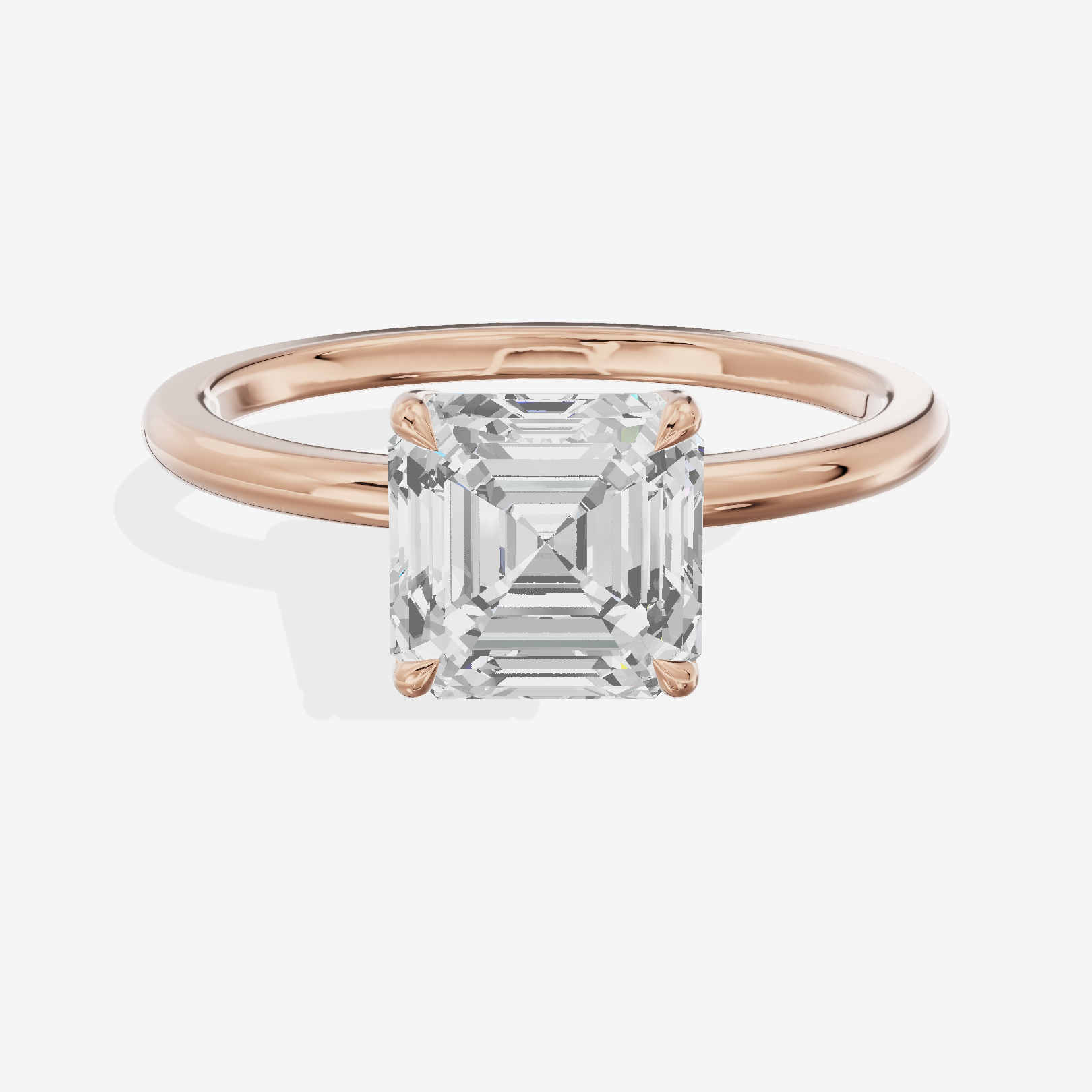 Lustrous Repose 1.5mm Asscher Comfort Fit Engagement Ring in 18K Rose Gold