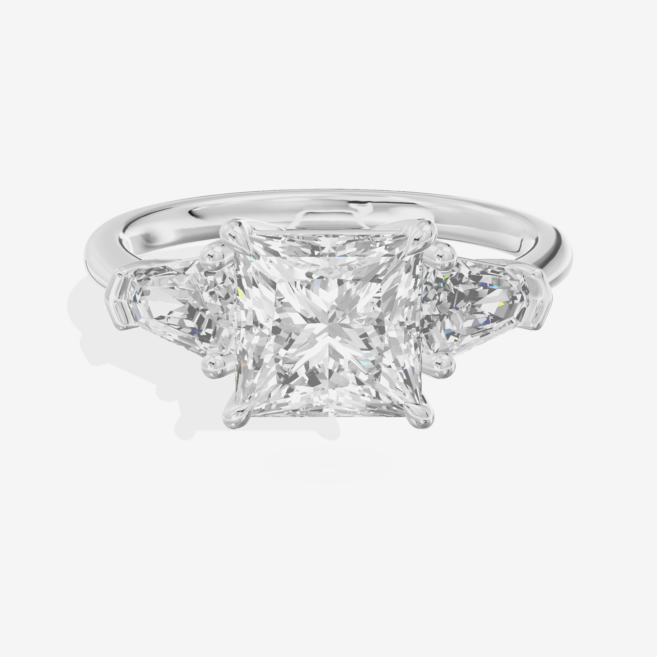 Classic Mirth Princess Three Stone Engagement Ring (1/2 ct. tw.) in 14K White Gold