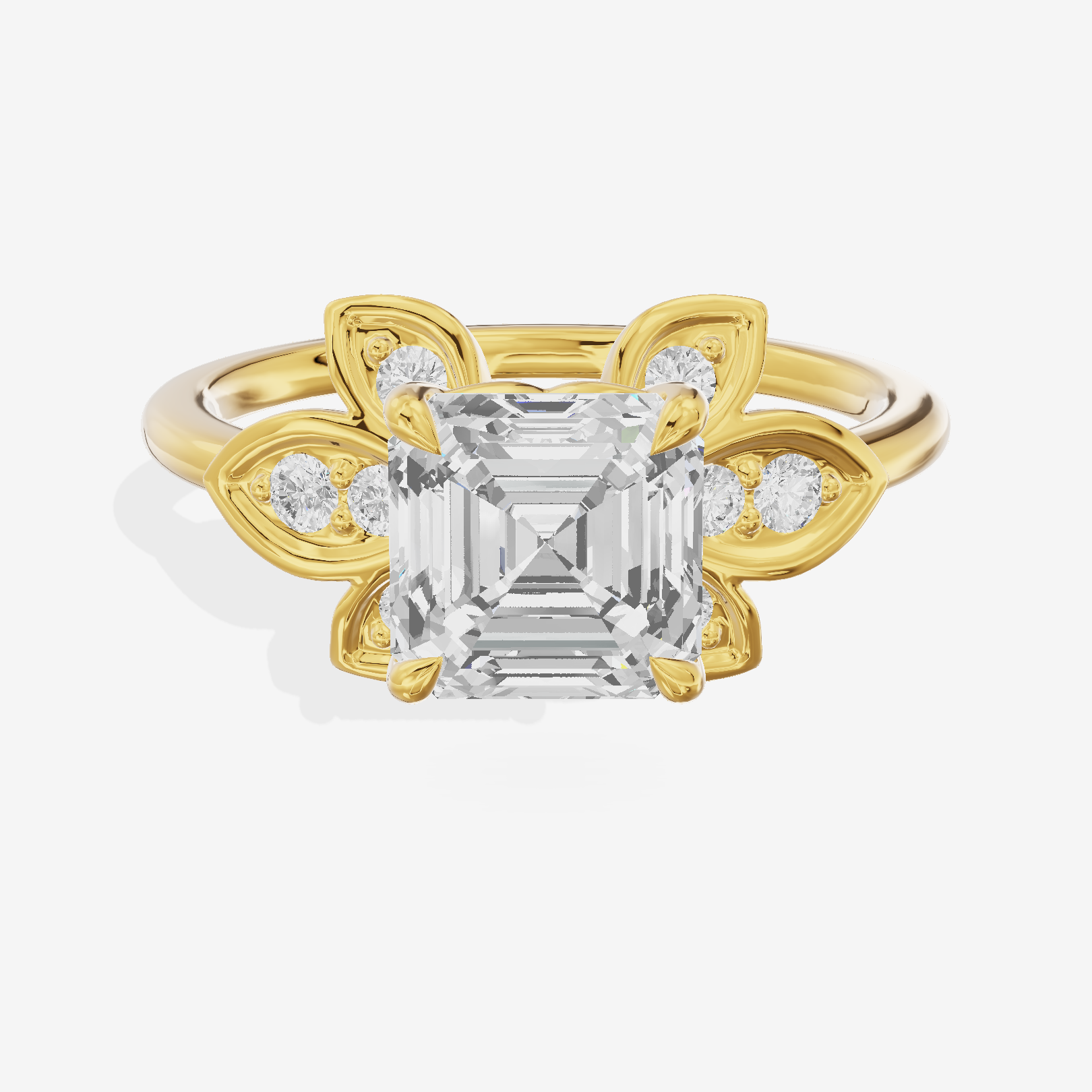 Petite Whisper Asscher Engagement Ring with Side Stones (1/10 ct. tw.) in 18K Yellow Gold