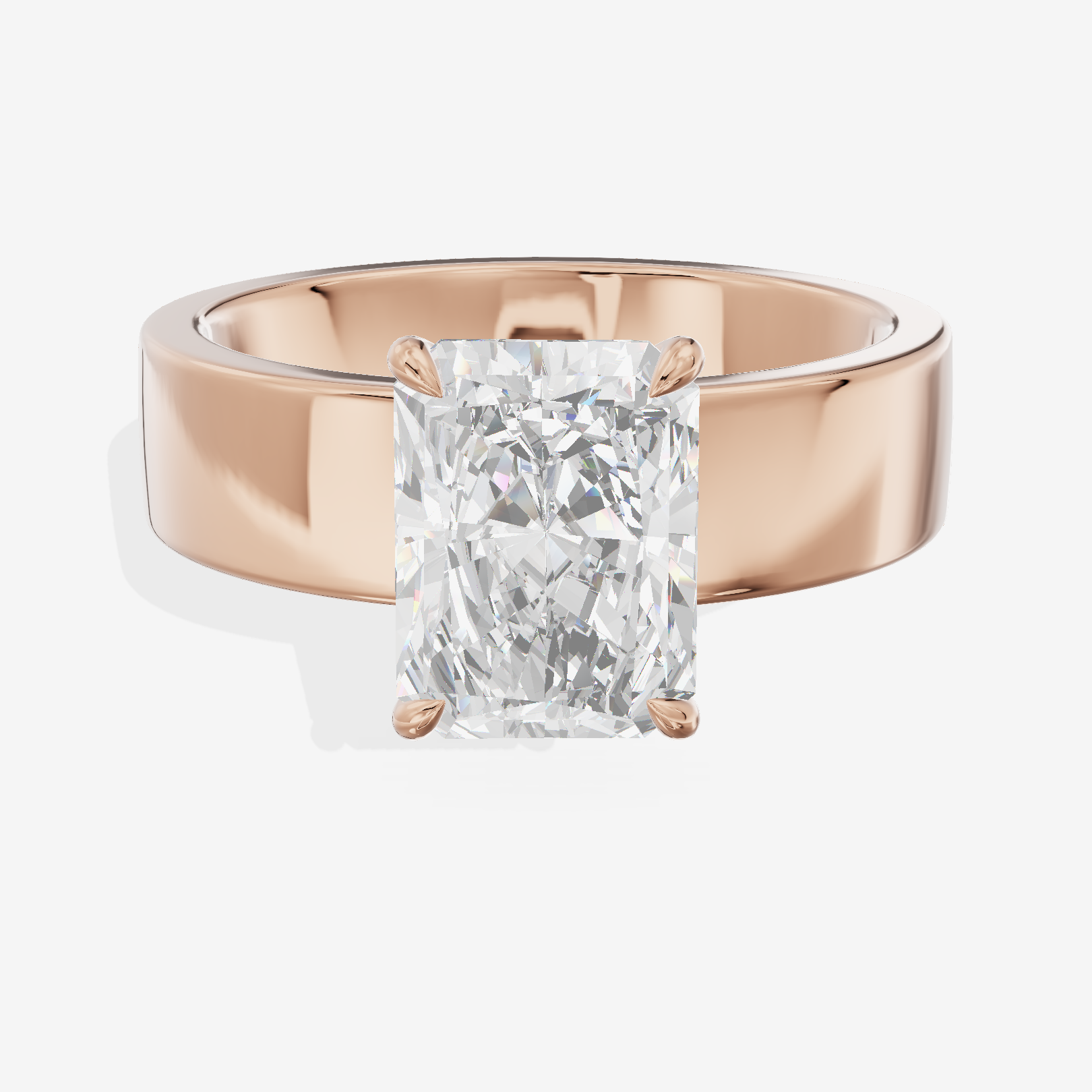 Lustrous Promezza Radiant Engagement Ring with Side Stones (1/20 ct. tw.) in 14K Rose Gold