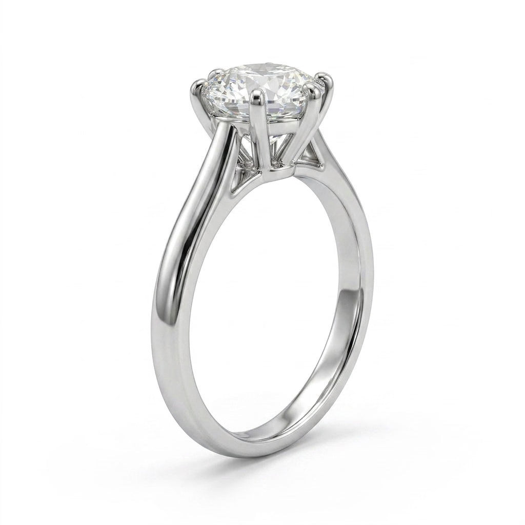 Solitaire Round Engagement Ring (2.09 ct.) in Platinum