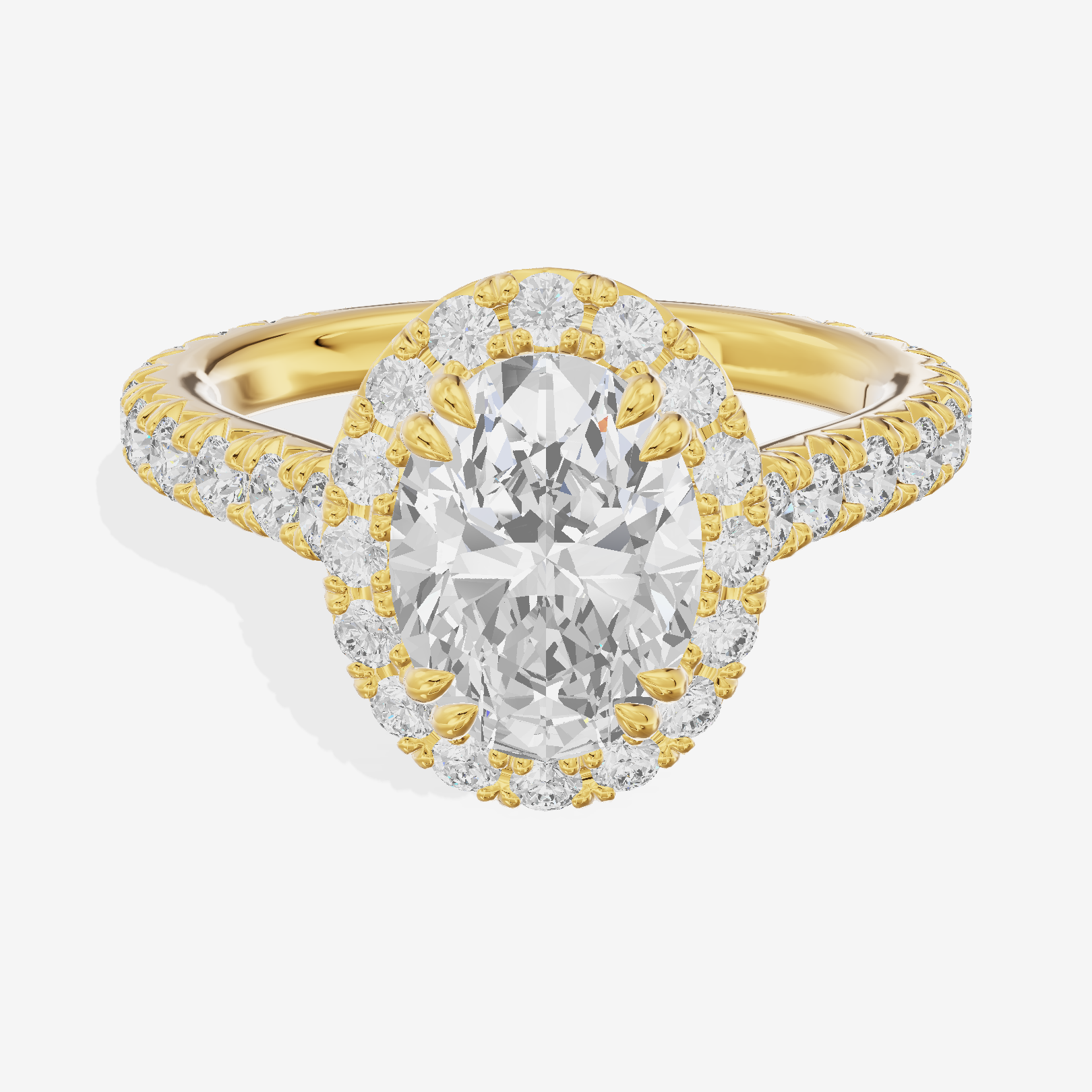 One of One Halo Oval Engagement Ring (3/4 ct. tw.) in 18K Yellow Gold