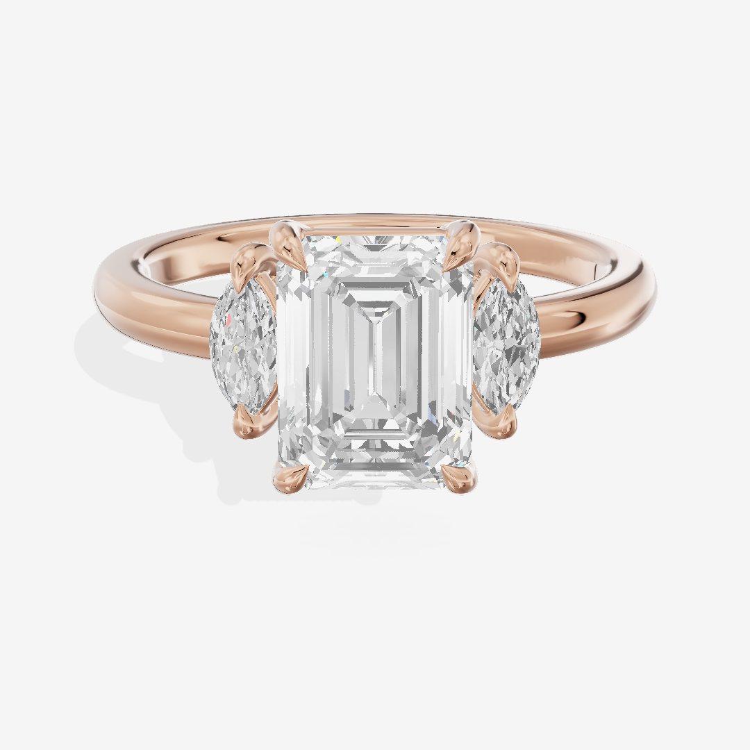 Twine Three Stone Emerald Engagement Ring (1/3 ct. tw.) in 14K Rose Gold