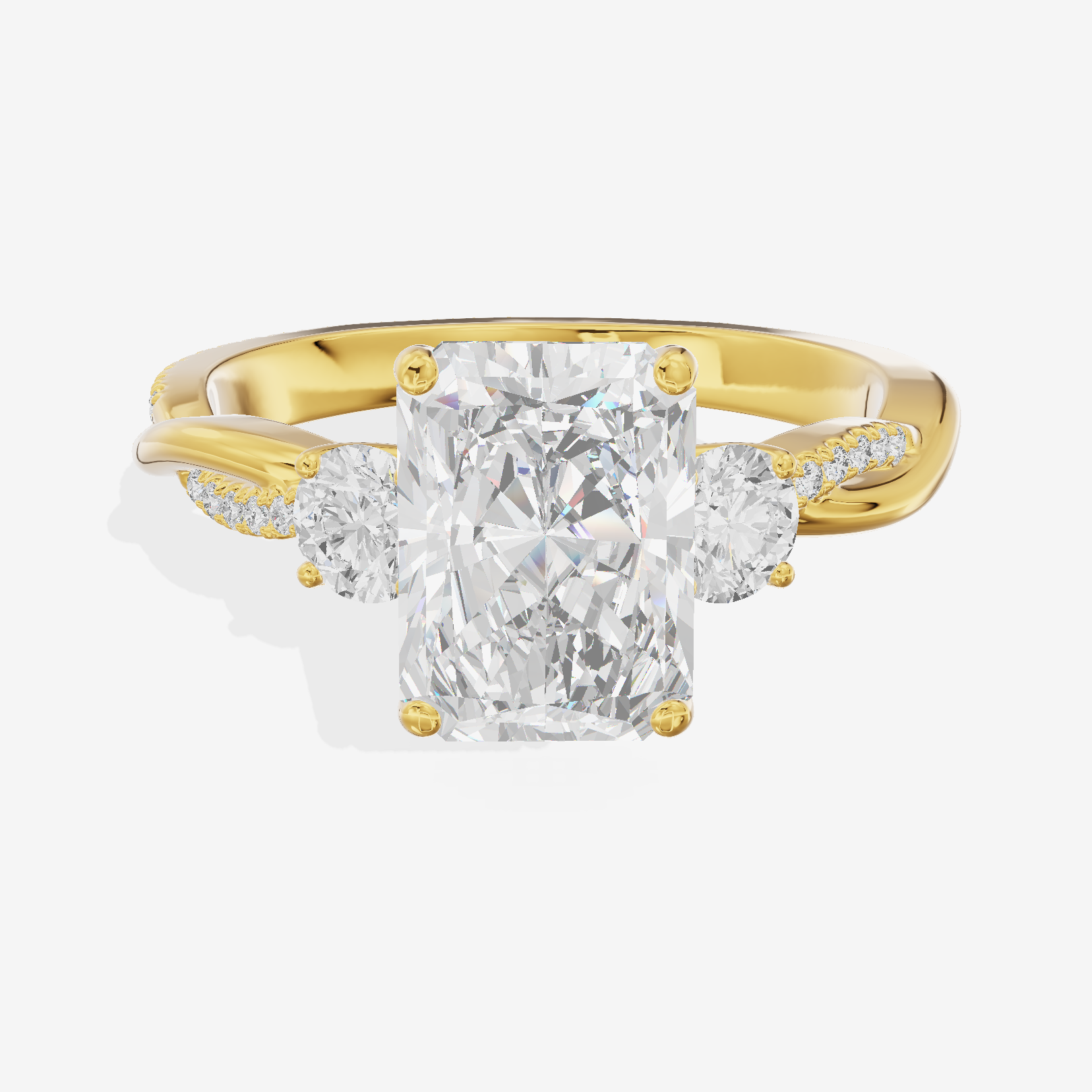 Luxe Selenia Three Stone Radiant Engagement Ring (1 ct. tw.) in 14K Yellow Gold
