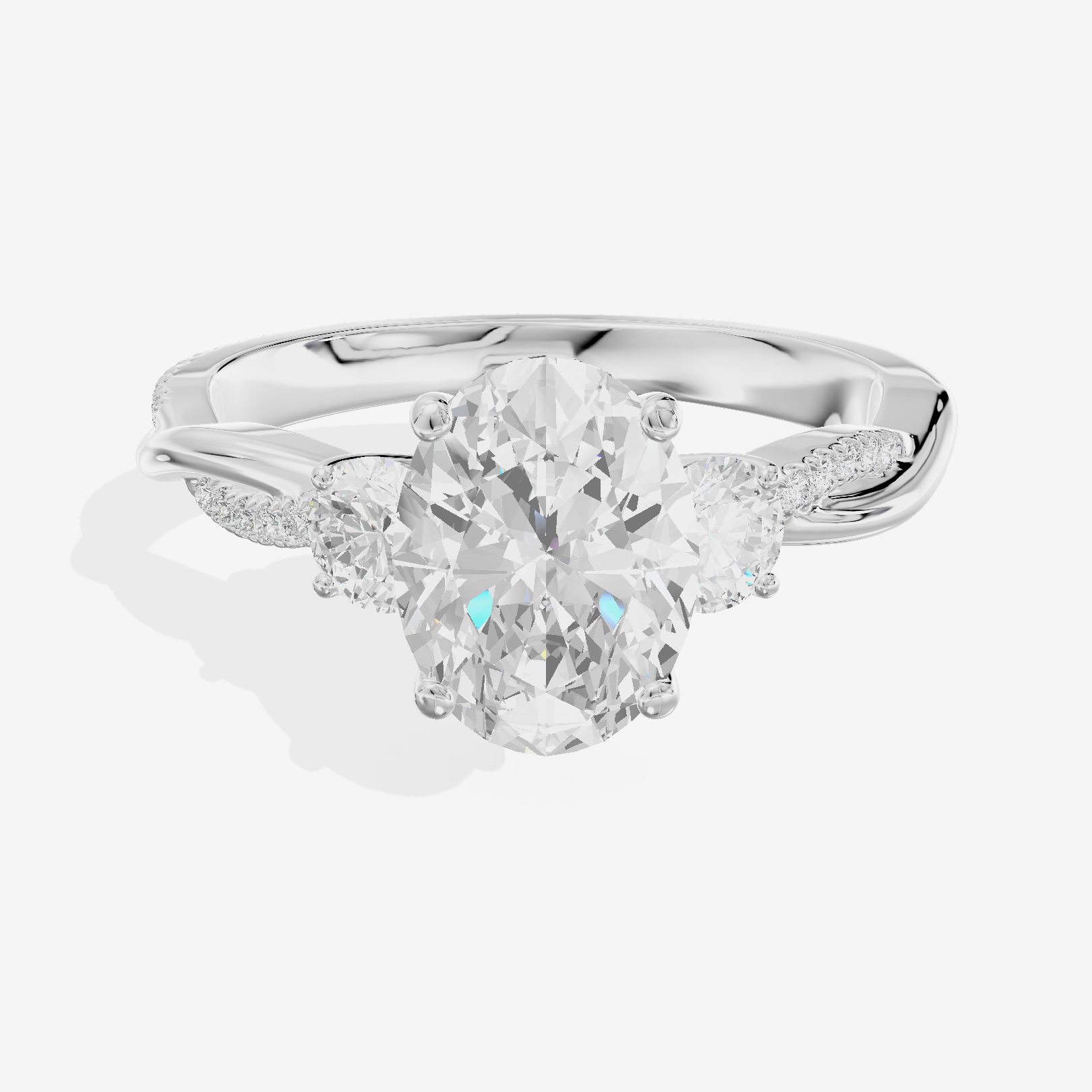 Luxe Selenia Three Stone Oval Engagement Ring (1 ct. tw.) in 14K White Gold
