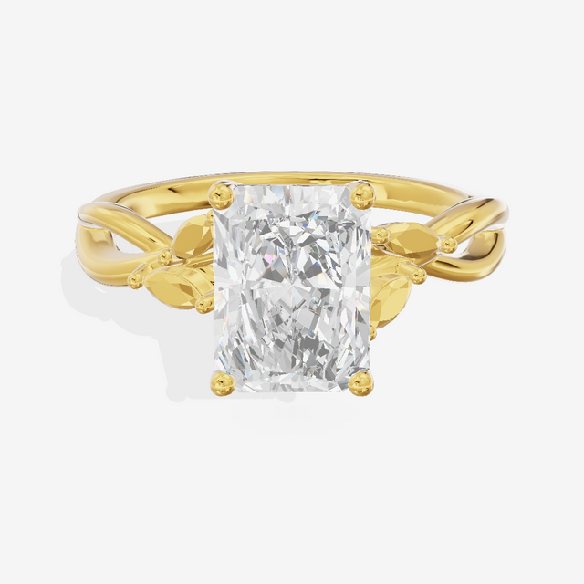 Modern Sincere Radiant Engagement Ring with Side Stones in 14K Yellow Gold