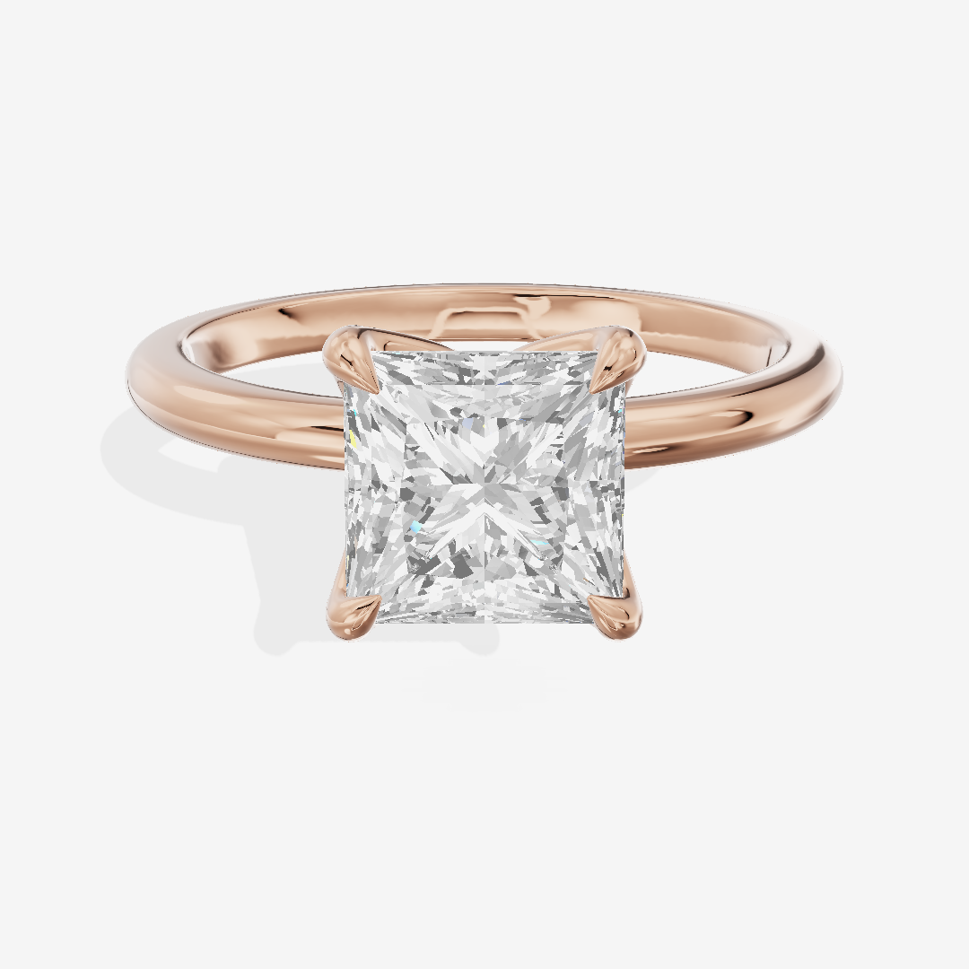 Vintage Aimora 1.8mm Princess Solitaire Engagement Ring in 18K Rose Gold